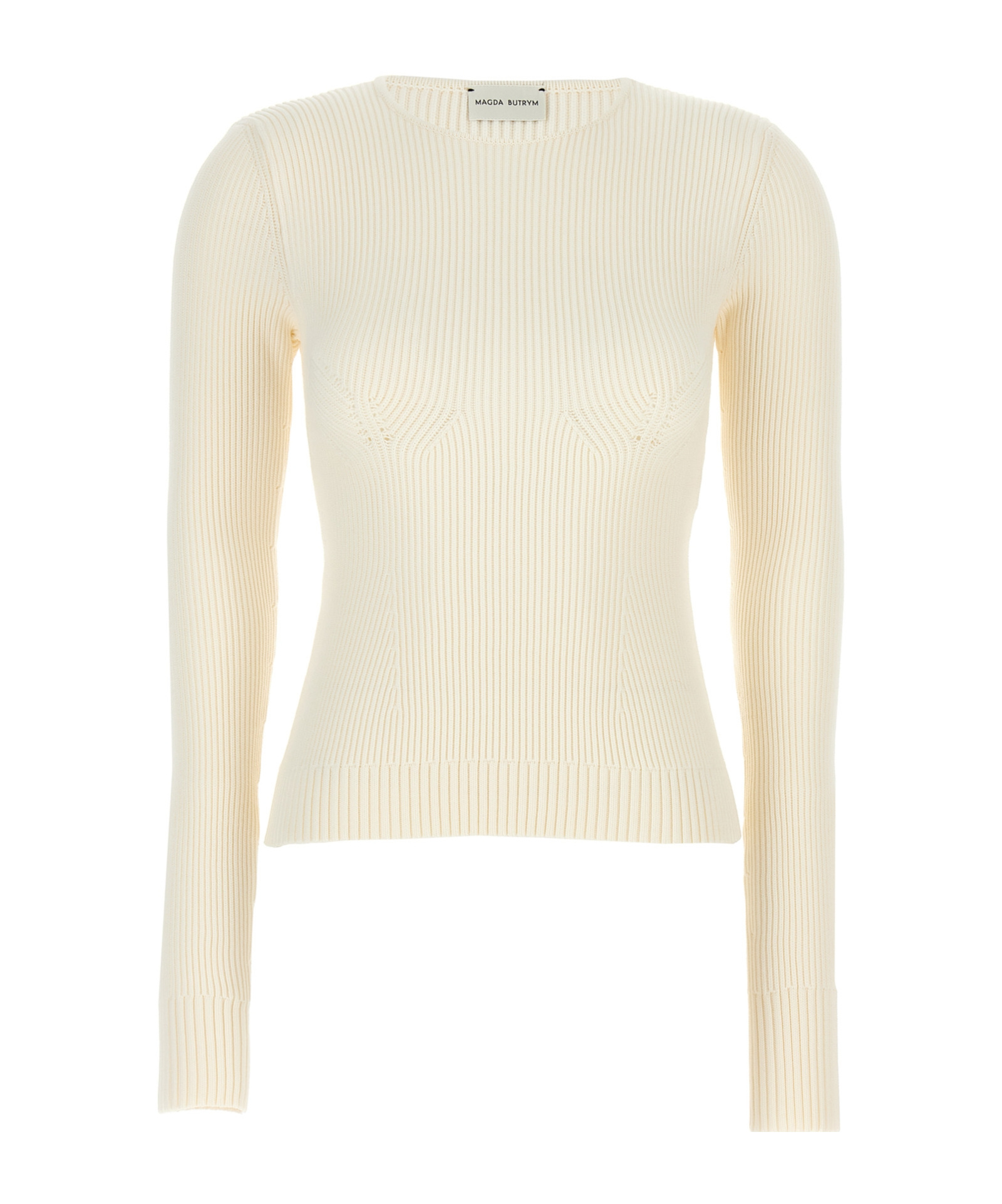 Magda Butrym Ribbed Viscose Blend Sweater In Neutral