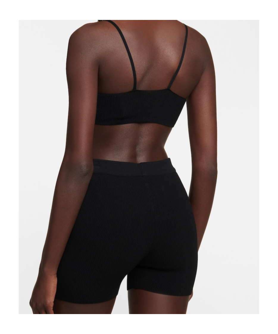 Jacquemus Le Short Pralu Ribbed-knit Shorts In Black
