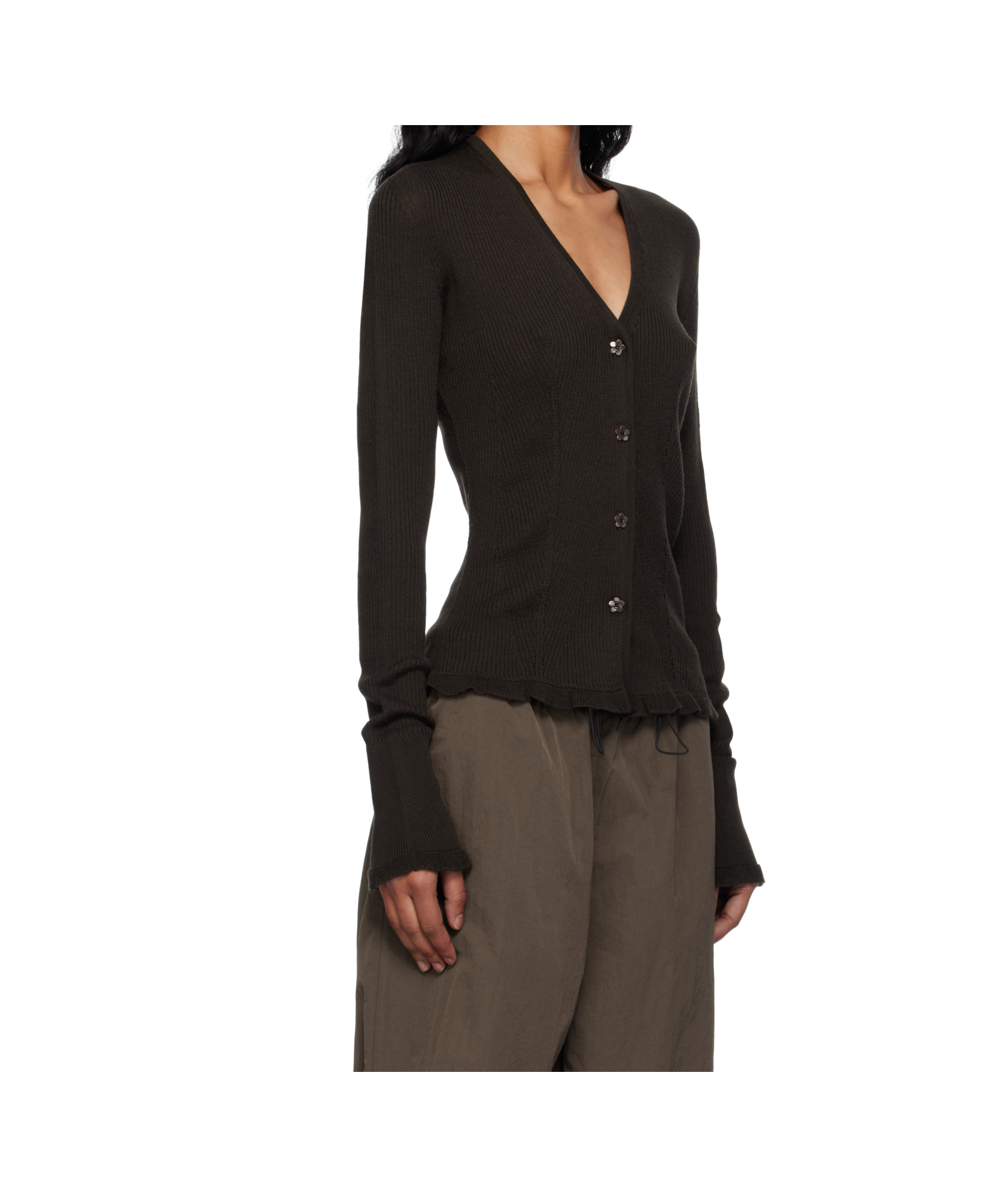 Cecilie Bahnsen Long-sleeved Cardigan In Black