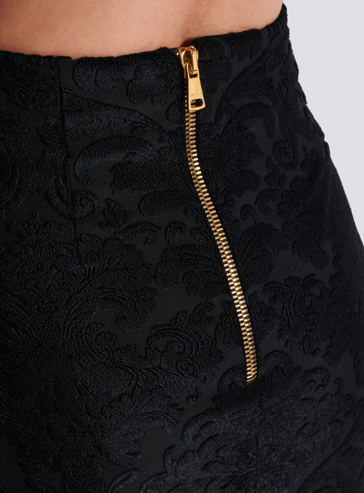 Balmain Baroque Pattern Midi Skirt In Black