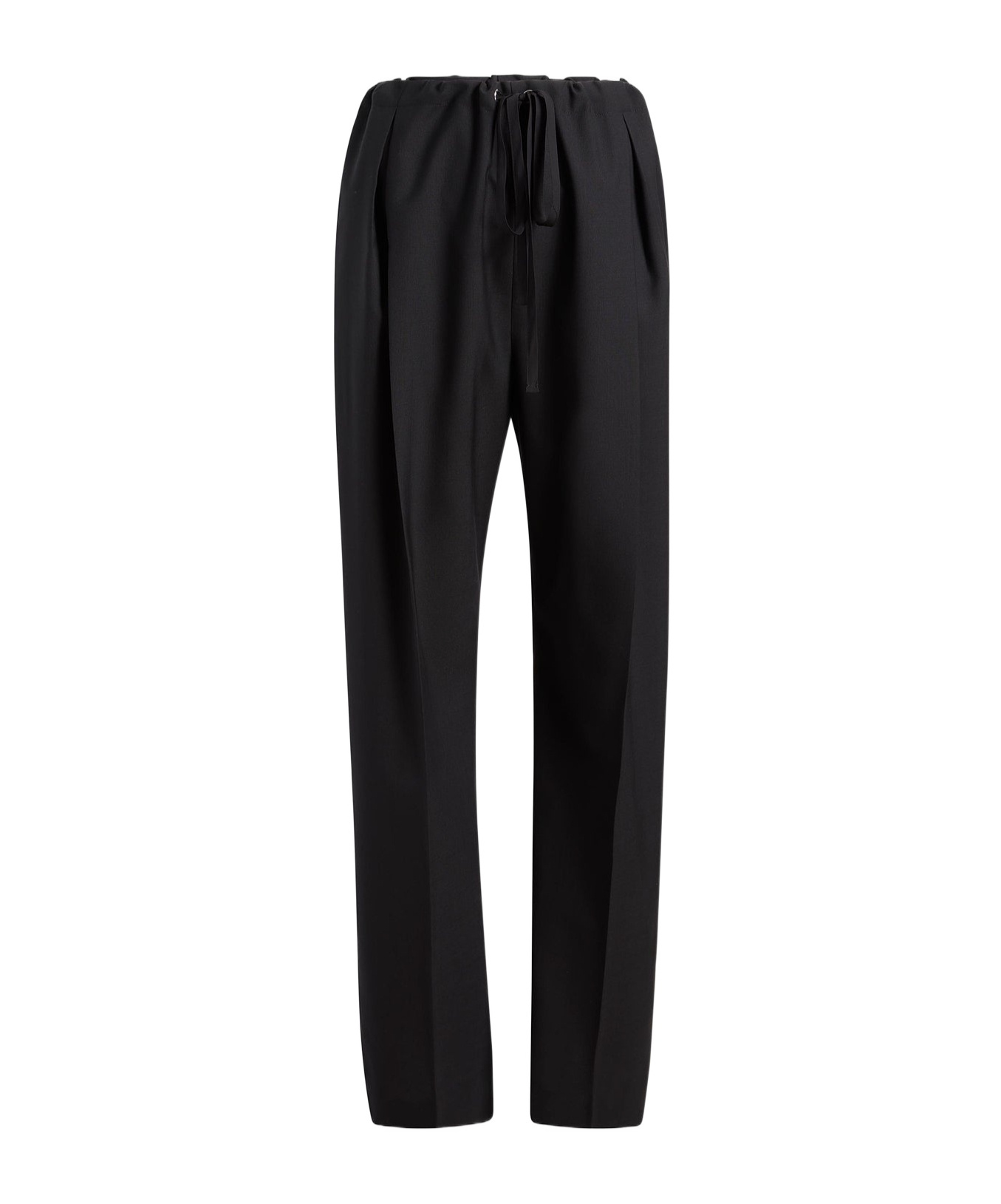 Khaite Trenton Pleated Straight-leg Pull-on Pants In Black
