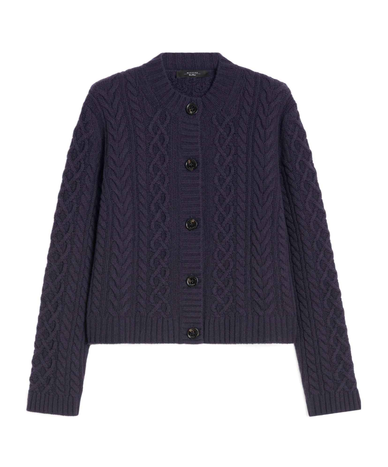 Weekend Max Mara Cardigan À Col Rond En Fil De Laine In Blue