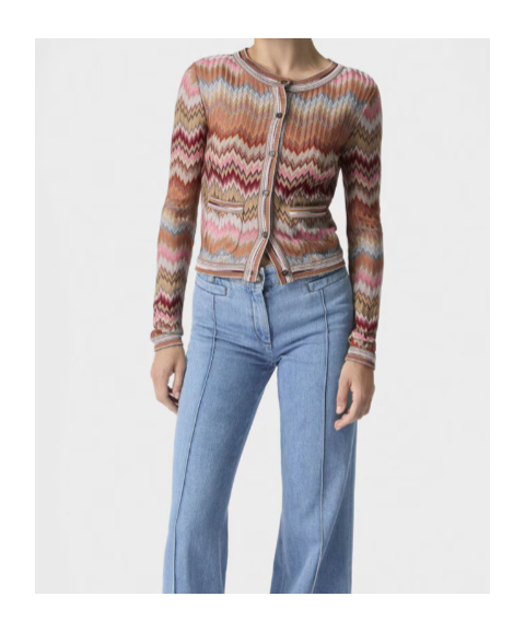 Missoni Snake-pattern Viscose Chevron Cardigan With Patch Pockets In Multi