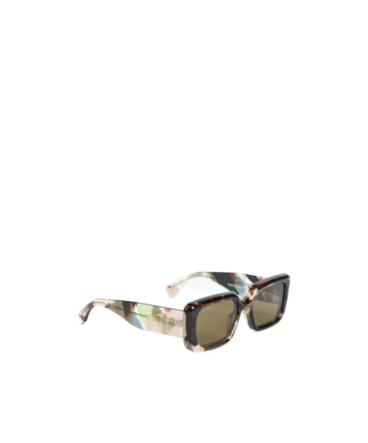 Gucci Bold Rectangular Sunglasses Marble Effect In Green