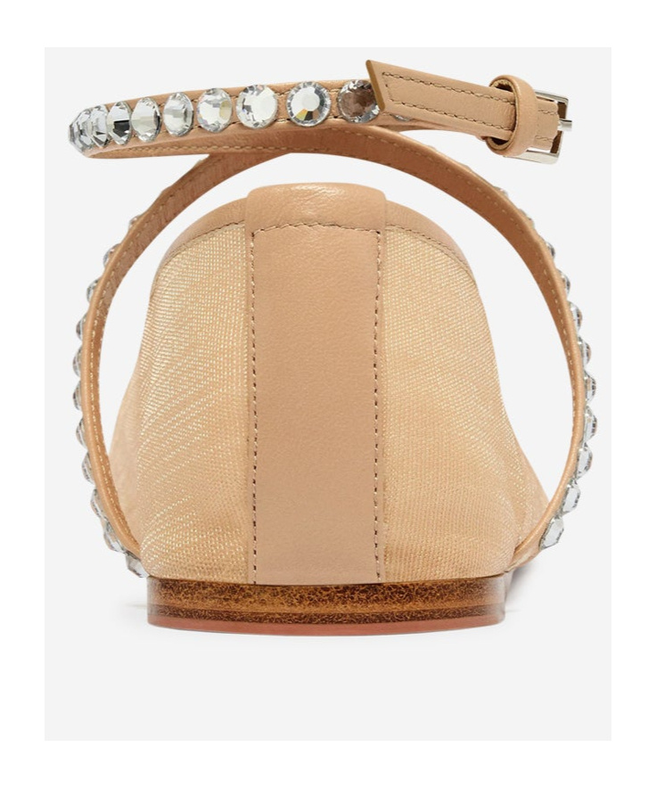 Amina Muaddi Mesh Crystal Ane Ballet Fl In Nude