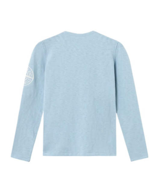 Stone Island Crewneck Jumper With Compass Embroidery And Sma11 Rolls In Sky-blue