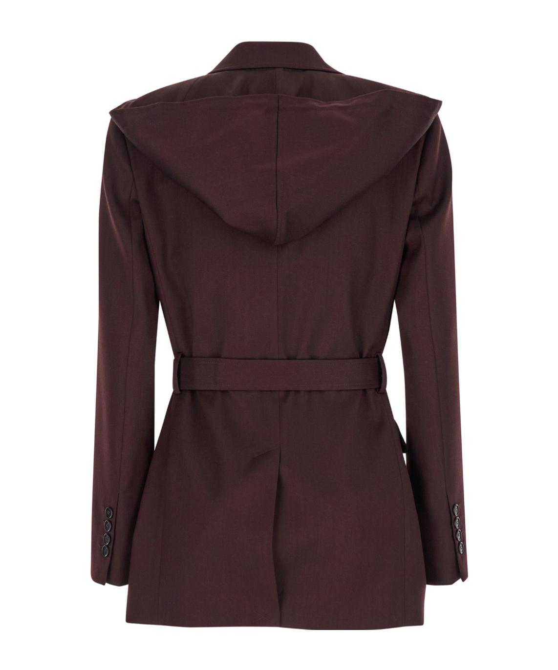 Pinko 'cortez' Bordeaux Jacket With Notched Revers And Removable Hood In Wool Blend Woman In Red