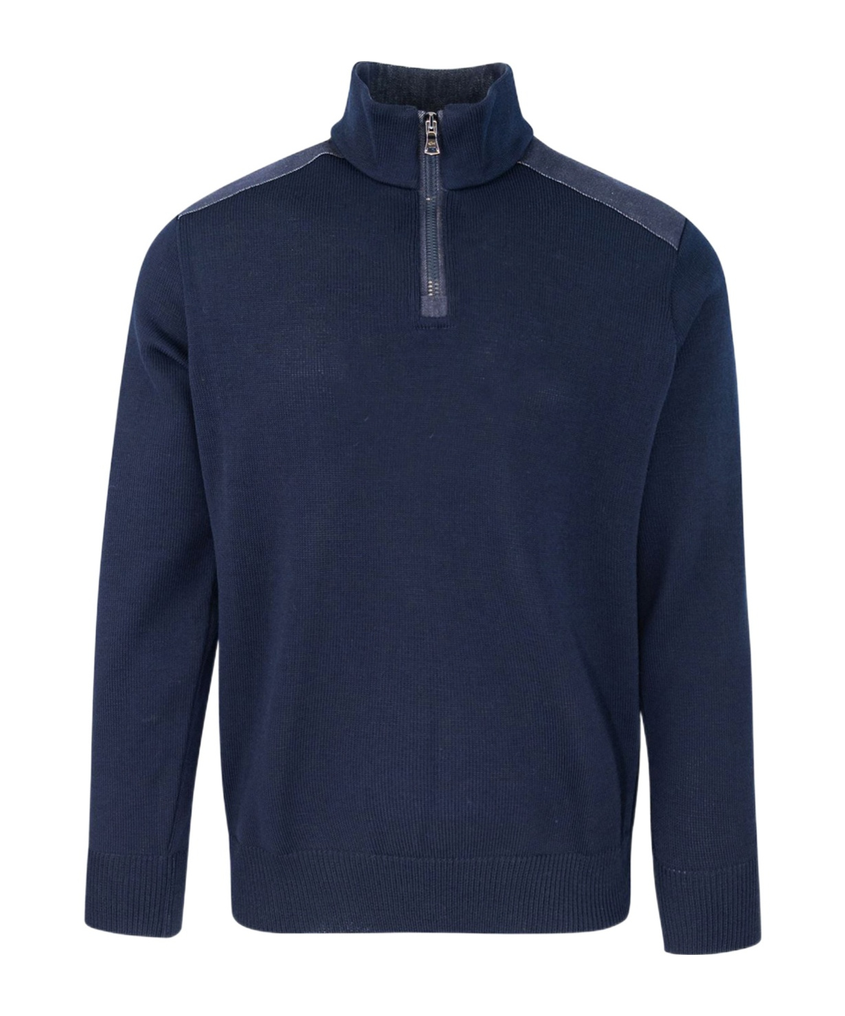 Shop Paul & Shark Zip-neck Knitted Pullover In Blue