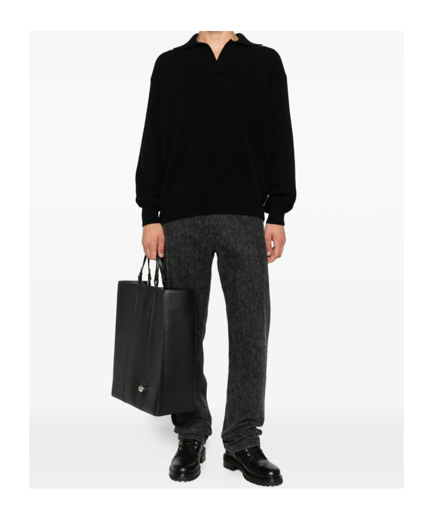 Roberto Collina Long Sleeve Ribbed Sweater In Black