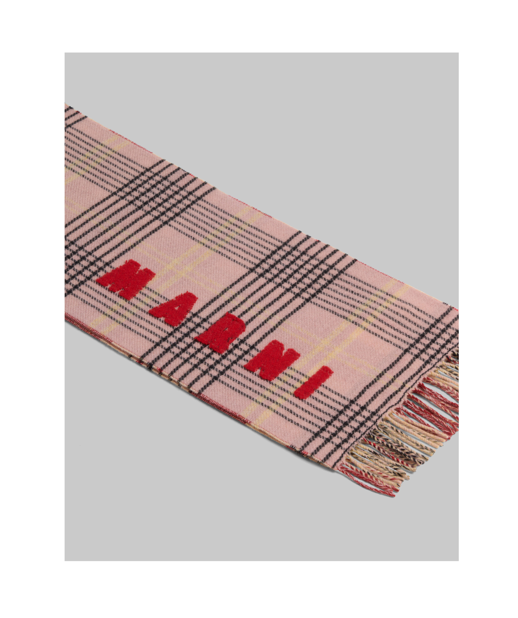 Marni Intarsia-knit Logo Scarf In Multicolor