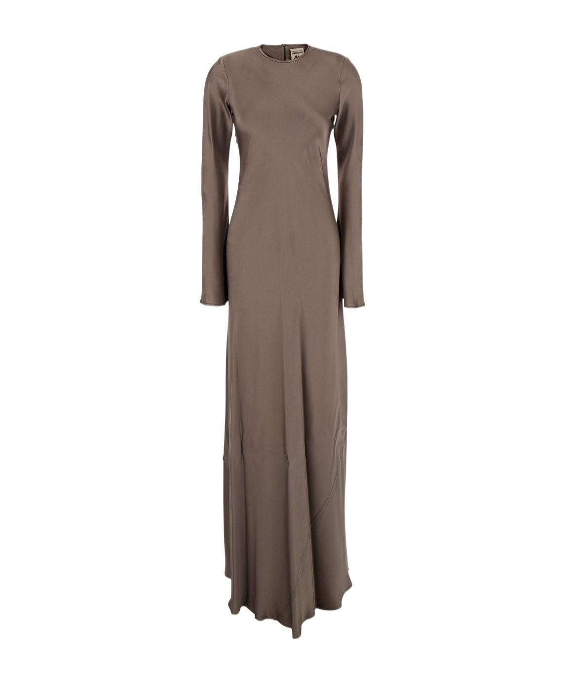 Semicouture Grey Crewneck Long Dress With Rear Concealed Zip In Viscose Blend Woman In Brown