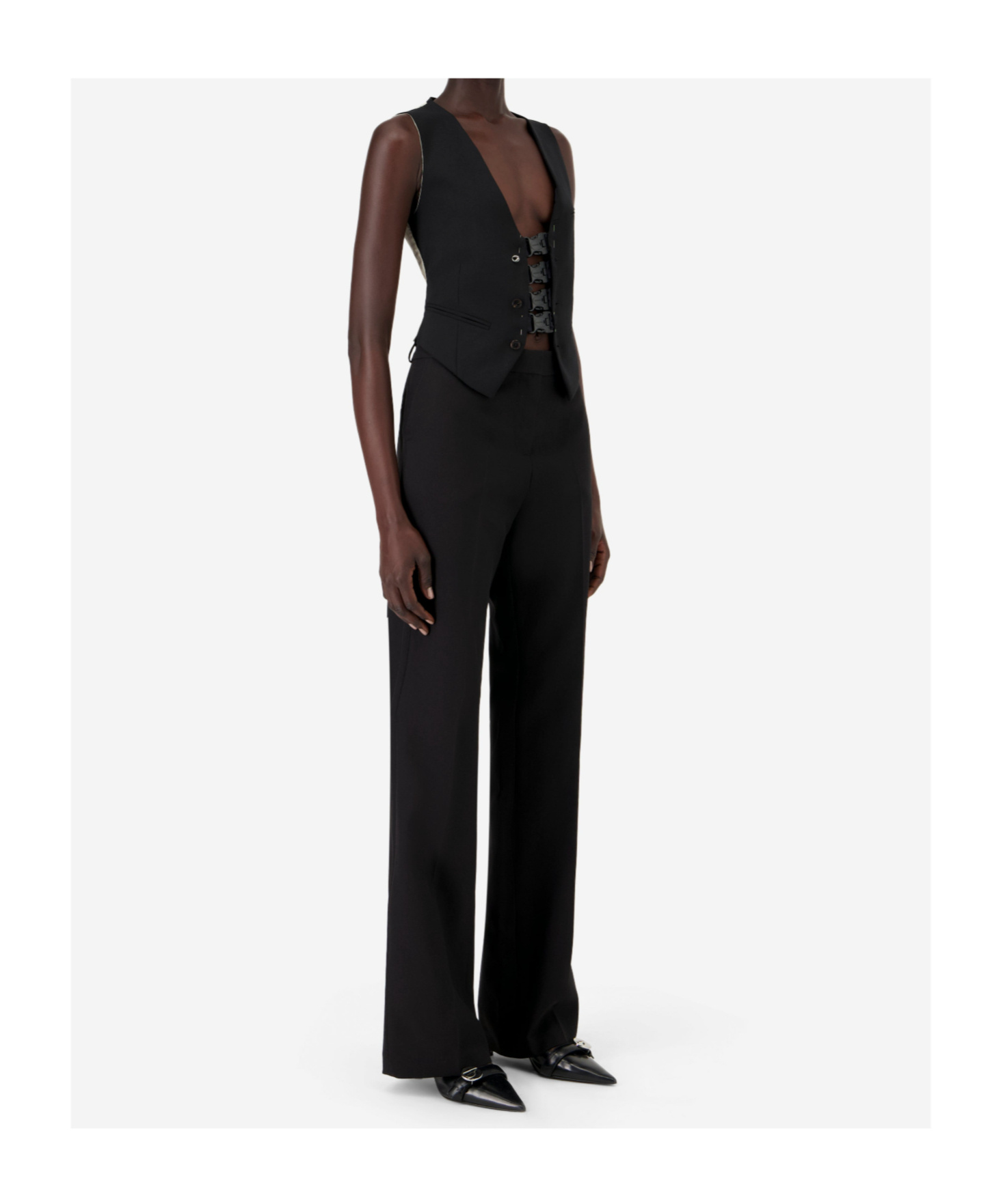 Coperni Women Multi Bukle Waistcoat Satin Vest In Black