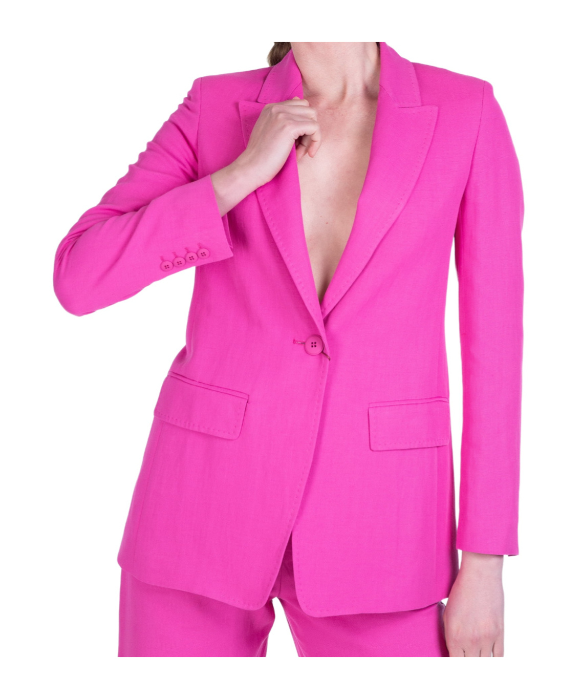 Max Mara Long-sleeved Suit Coat In Pink