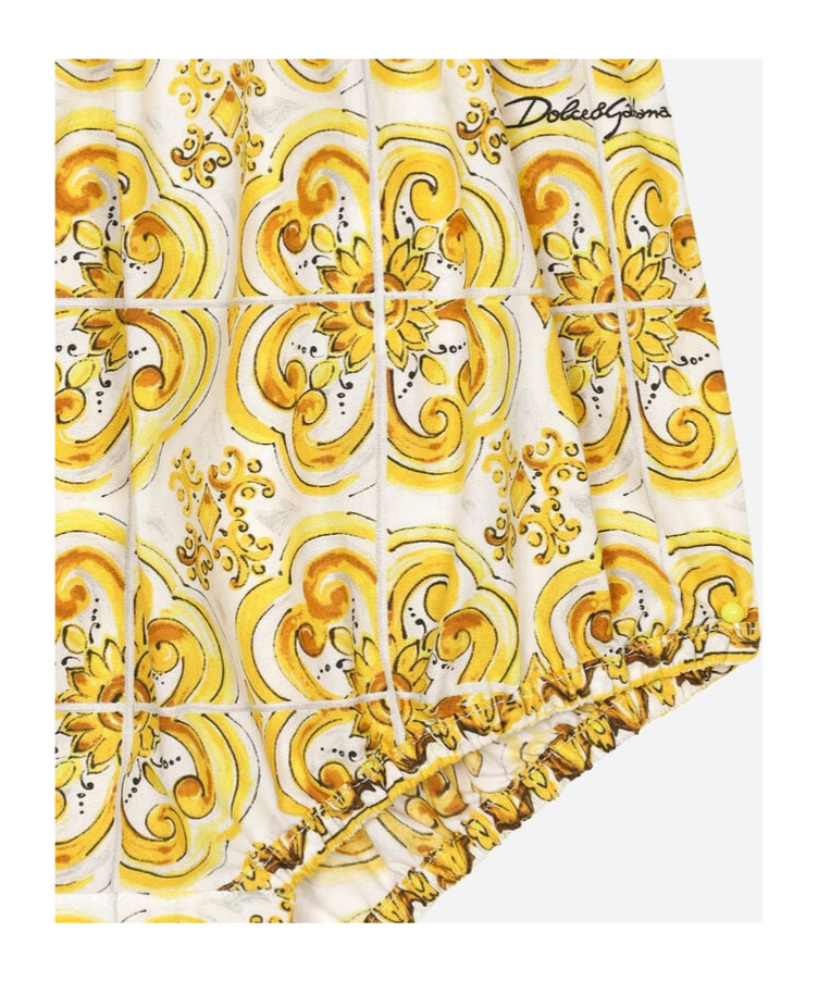 Dolce & Gabbana Majolica-print Cotton Romper In Nude