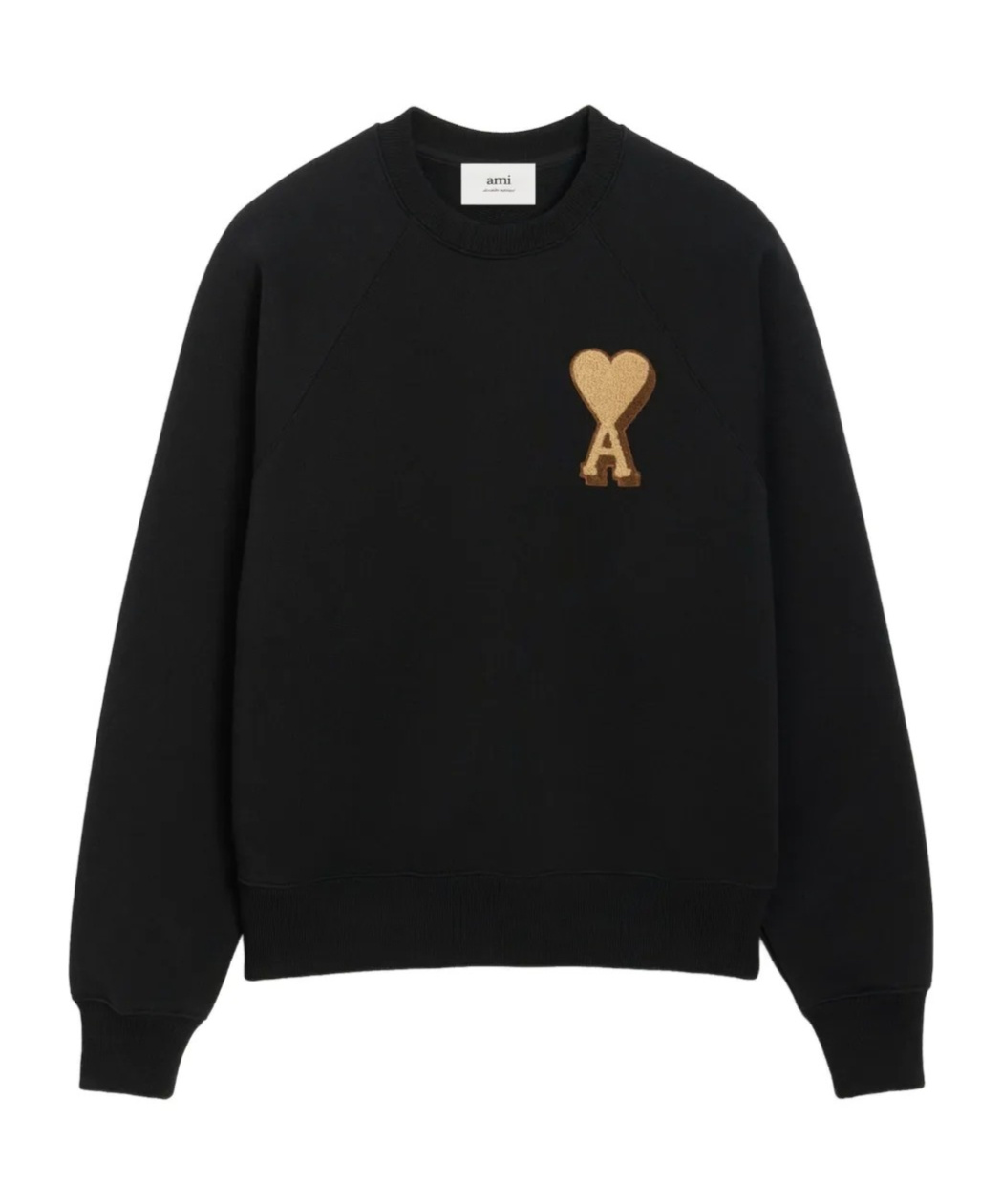 Ami Alexandre Mattiussi Classic Crew Neck Sweatshirt With Iconic Heart Emblem In Black