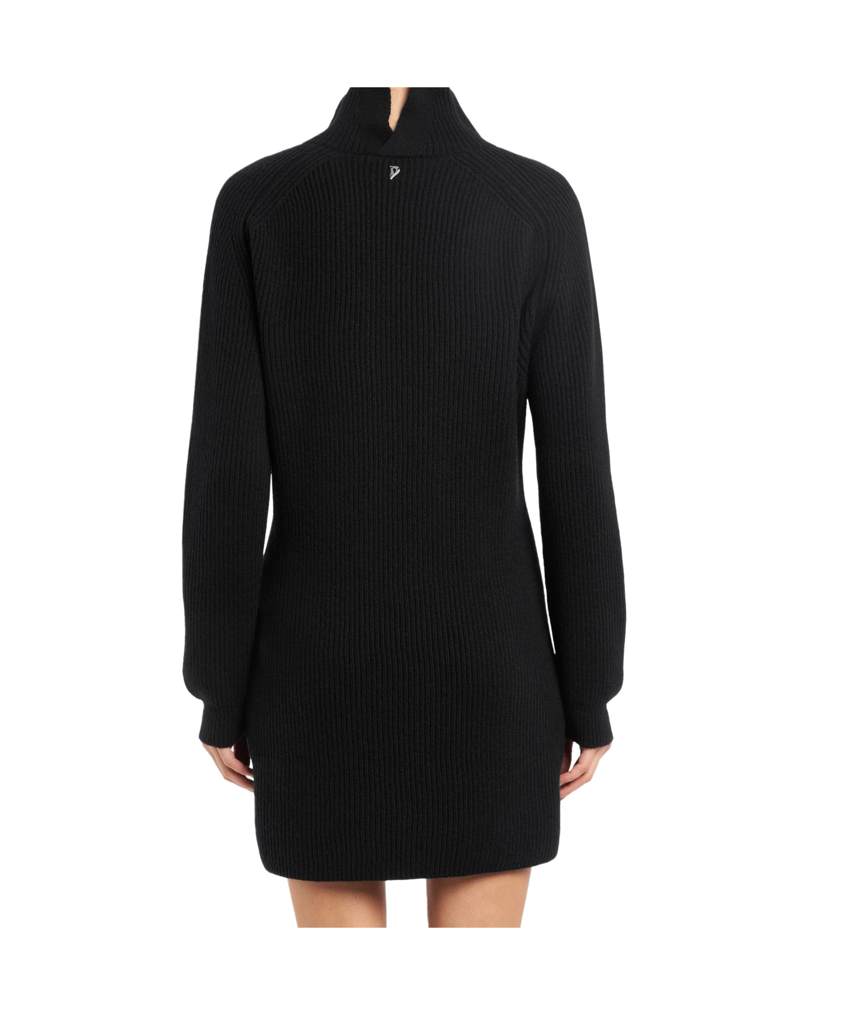Dondup Logo-plaque High-neck Mini Dress In Black