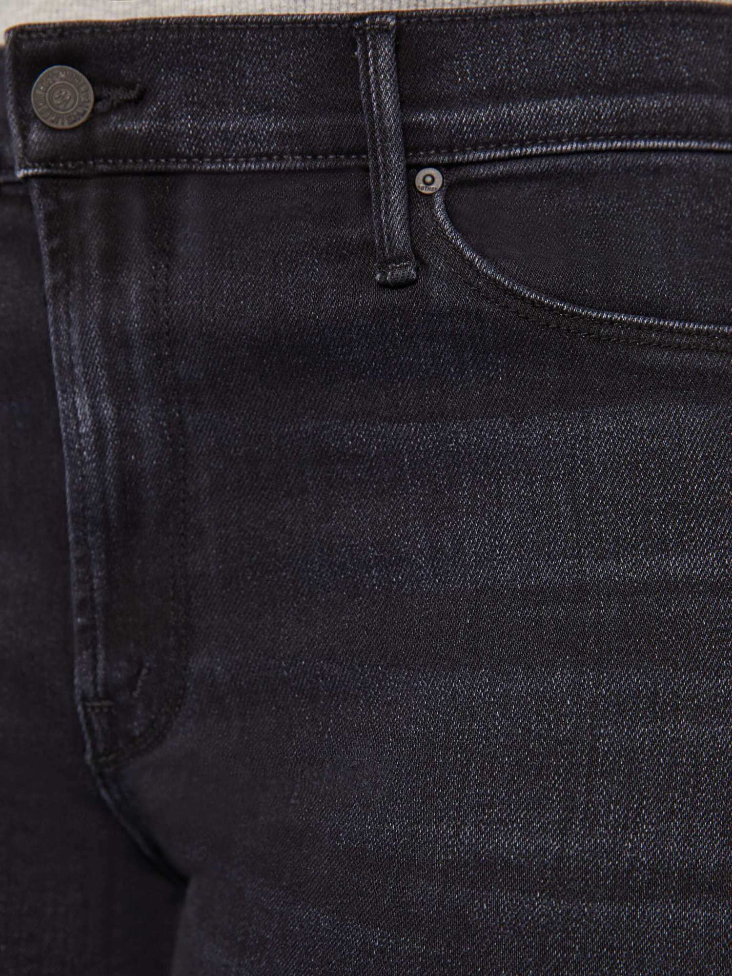 Mother Straight-leg Cropped Skinny Jeans In Washed Dark Black