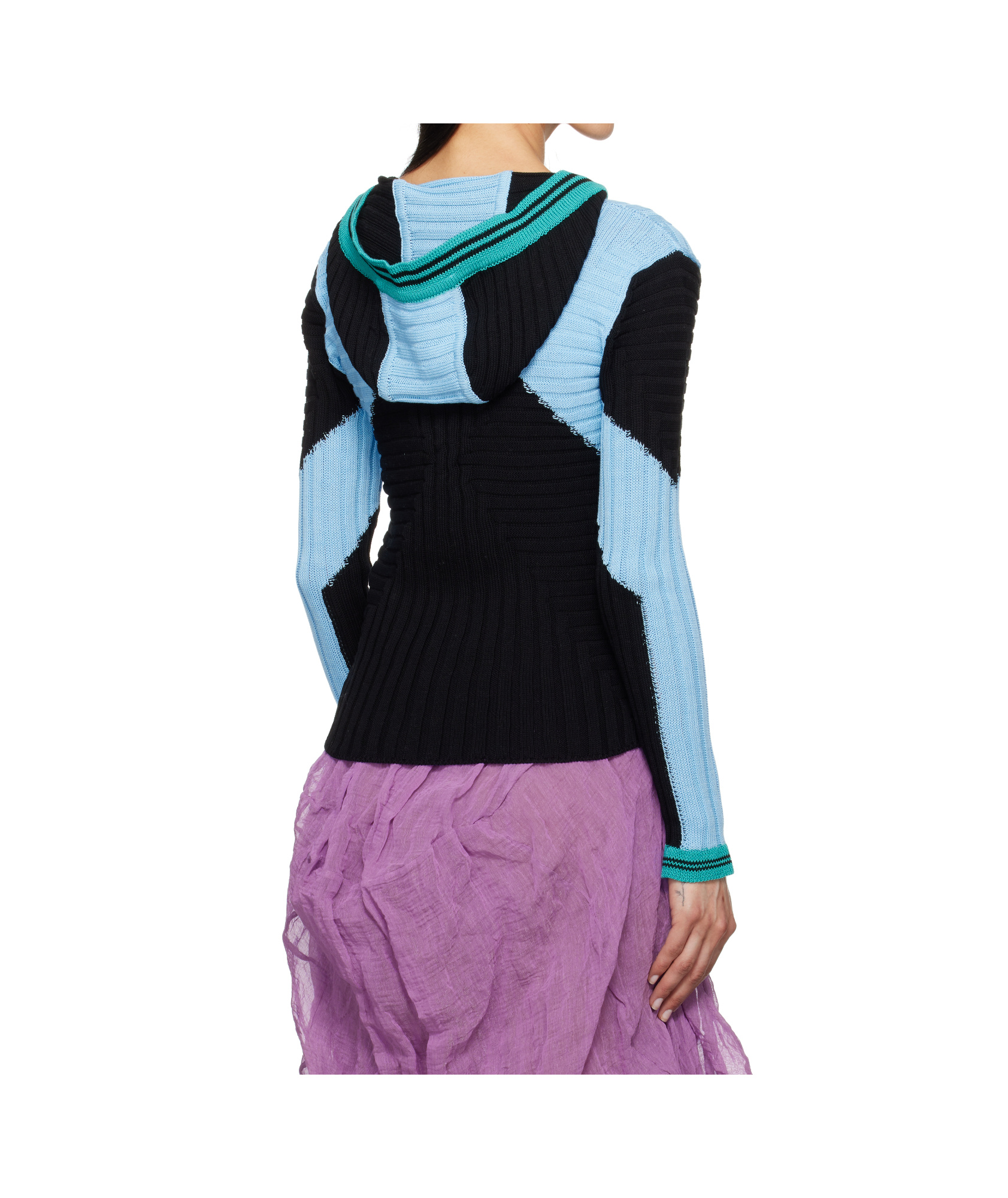 Kiko Kostadinov Quimby Fitted Knit Hoodie In Blue