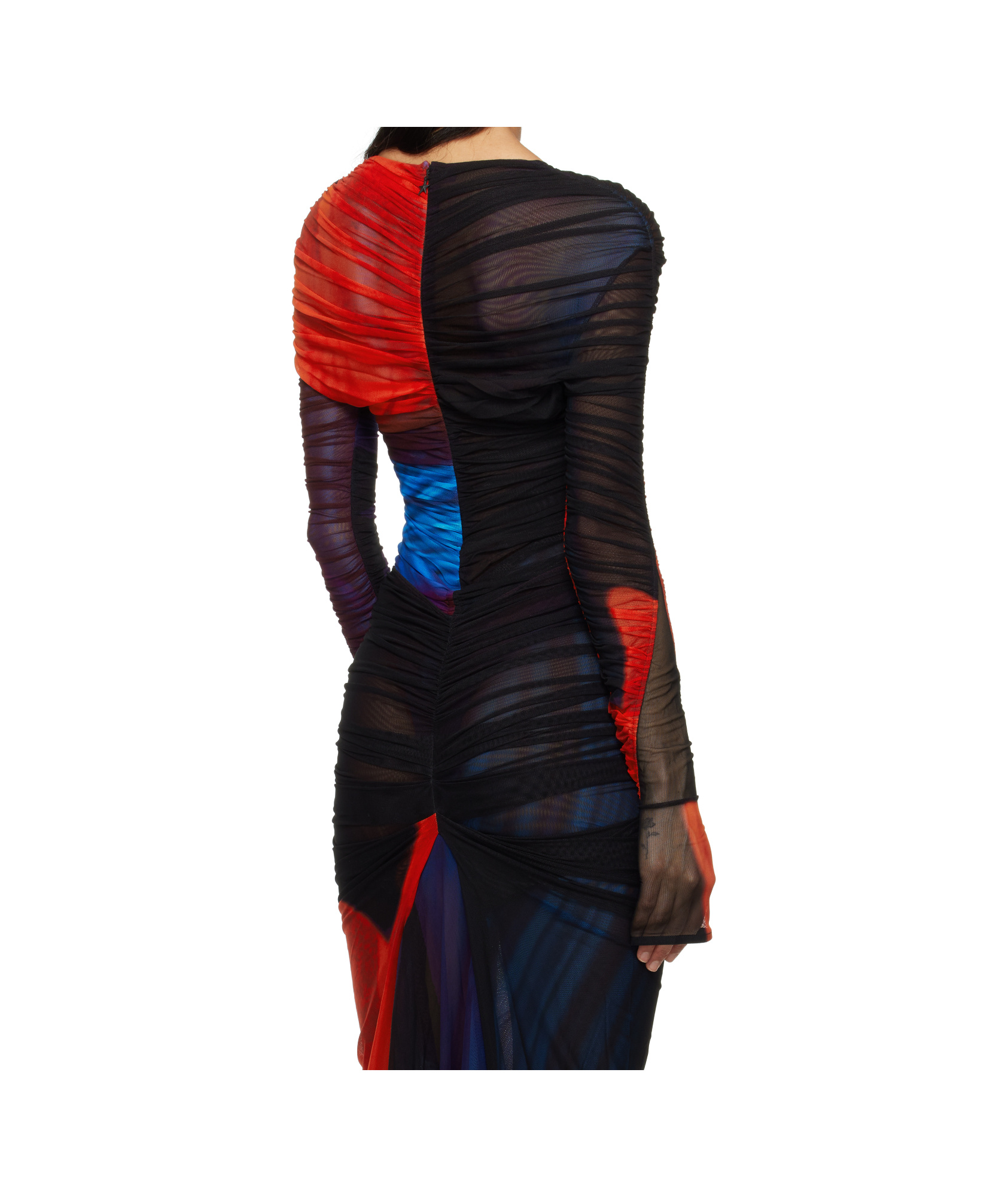 Mugler Ruched Mesh Bodysuit In Multi