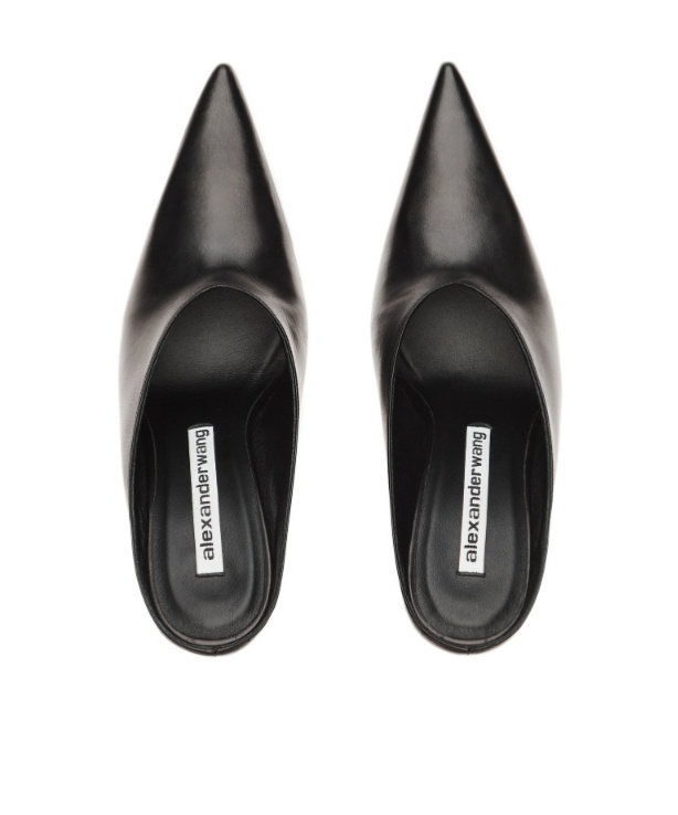 Alexander Wang Black Leather Boomerang Wedge Heel In Black