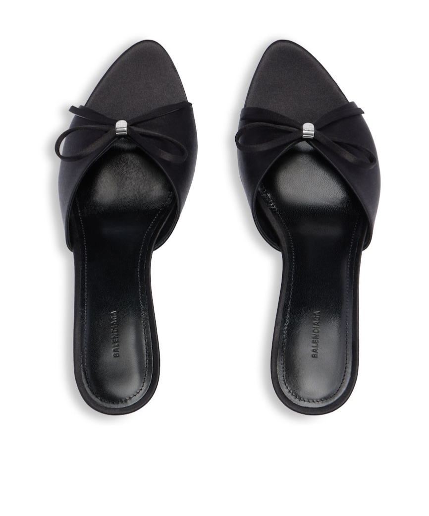 Balenciaga Knife Bow Viscose & Silk Sandals In Black