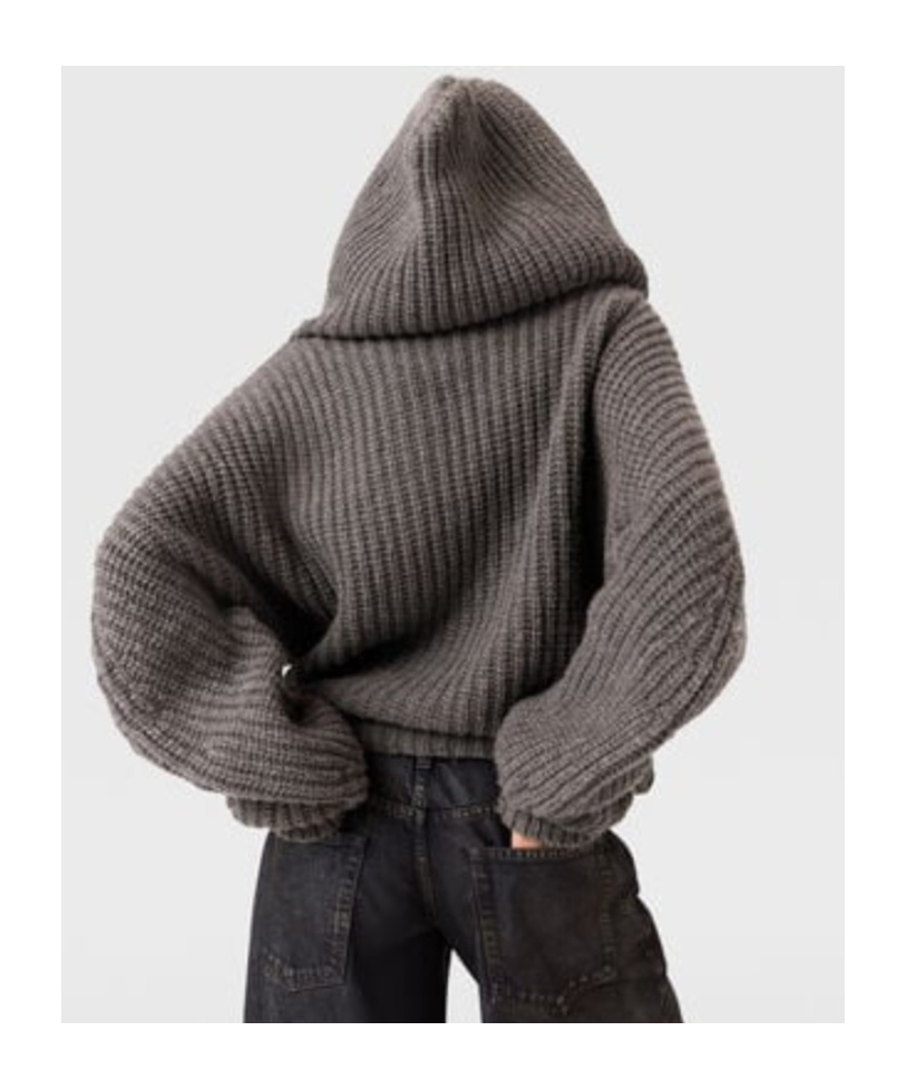 Stella Mccartney Hooded Ribbed Recycled-cashmere And Wool-blend Cardigan In Gray