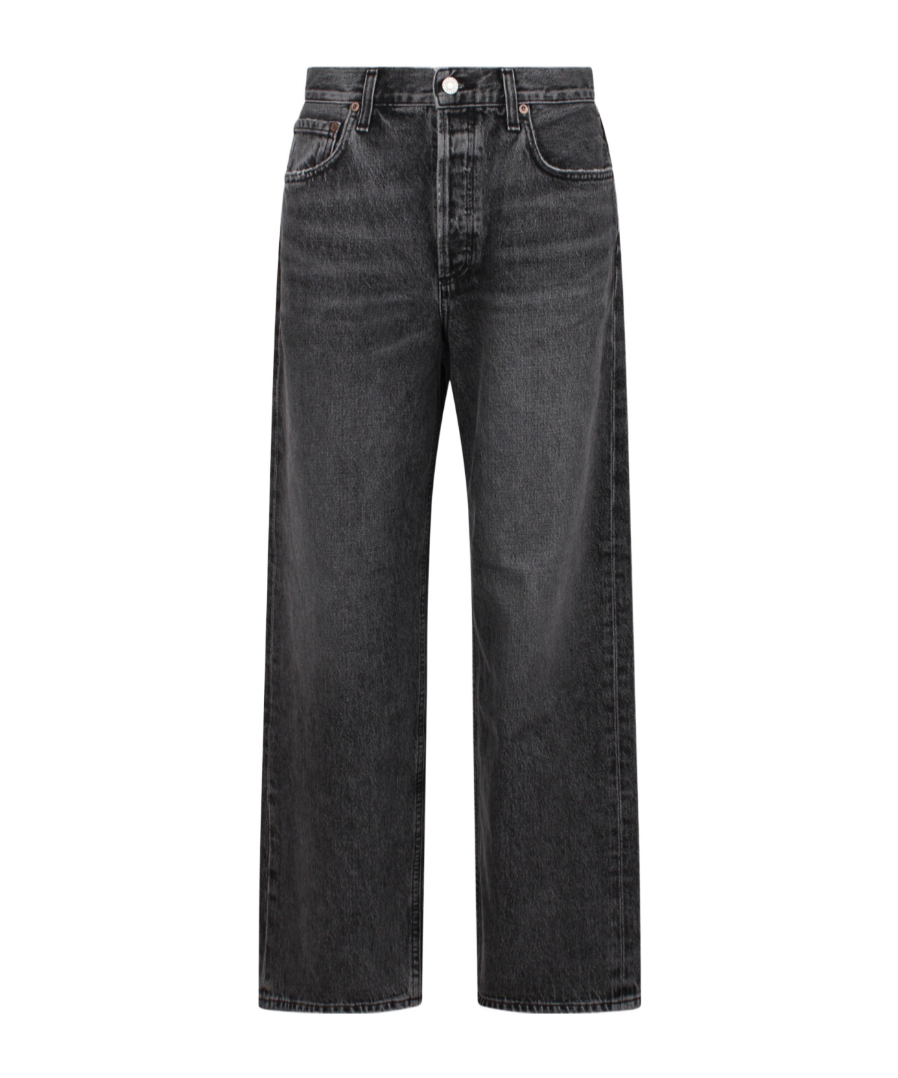 Agolde Low-rise Denim Trousers In Gray