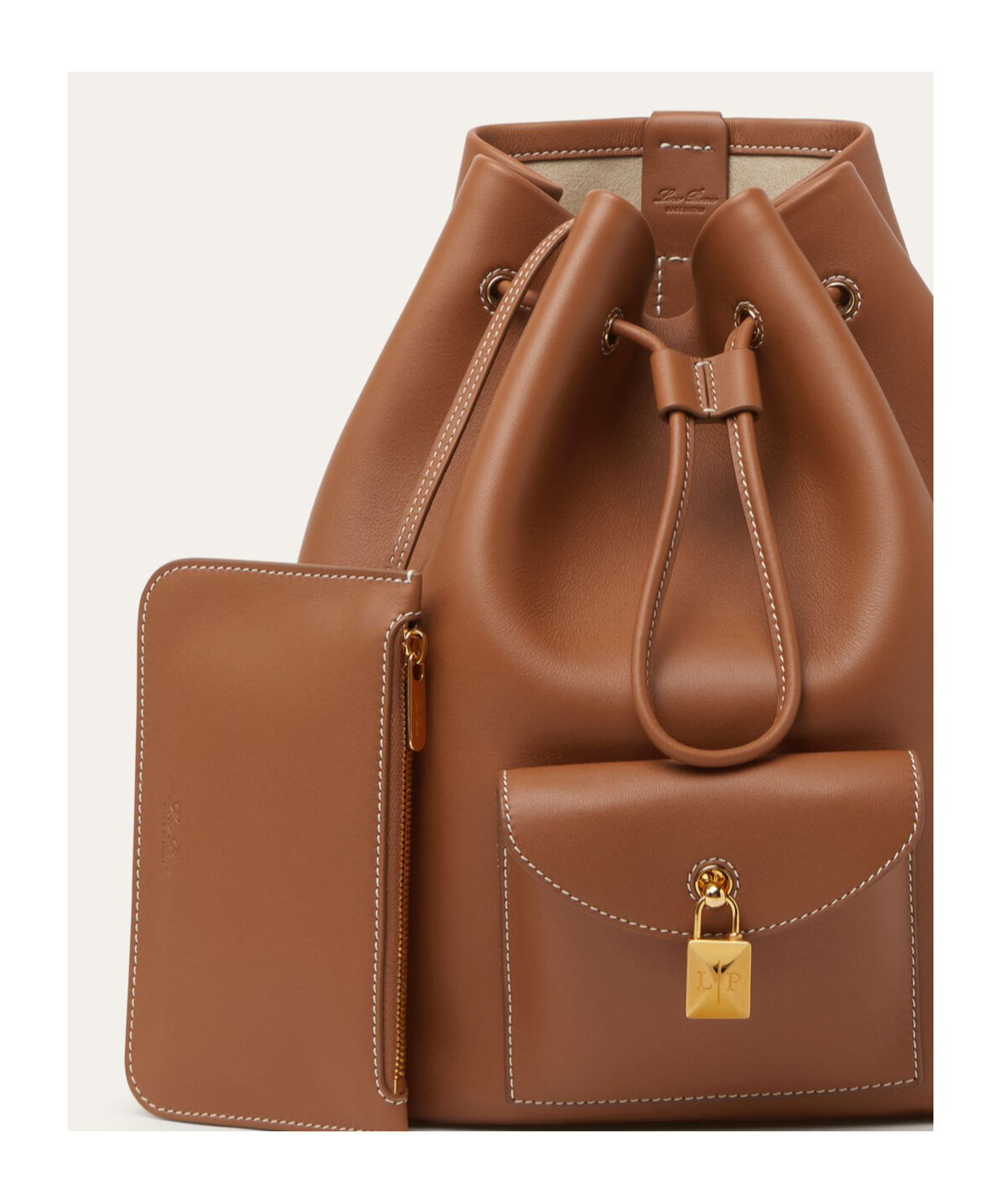 Loro Piana Extra Drawstring Backpack L27 In Warm Tan/sun Gold