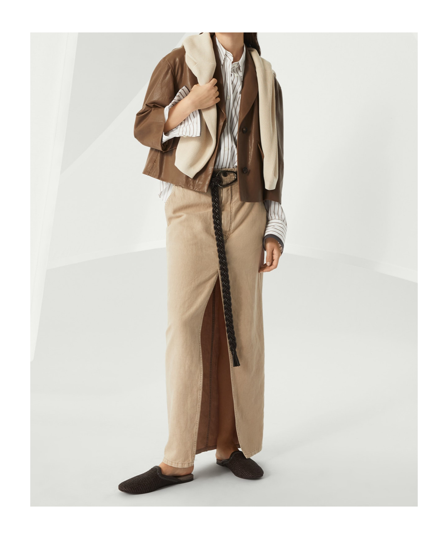 Brunello Cucinelli Leather Jacket In Multicolor
