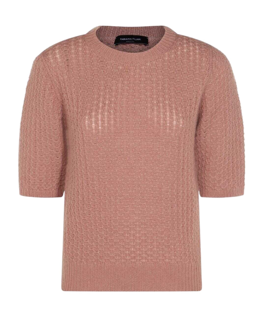 Fabiana Filippi Knit Crewneck Mid-length Ribbed Textured In Pink