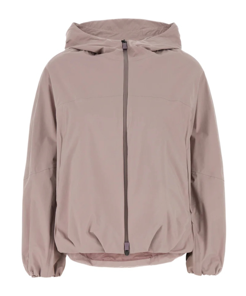 Herno Nylon Jacket With Hood And Elasticated Cuffs In Neutral