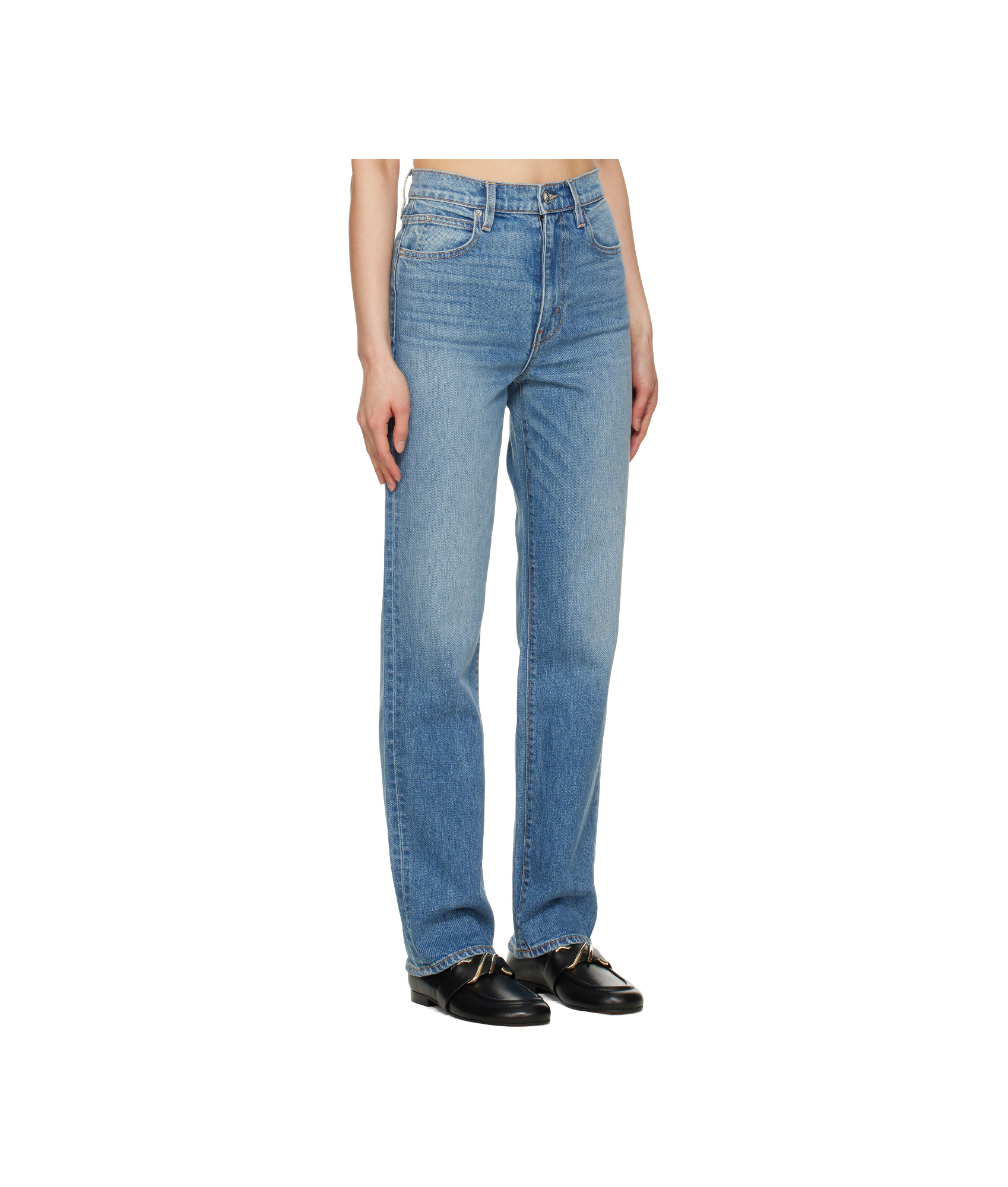 Slvrlake Grace High Waist Raw Hem Wide Leg Jeans In Blue
