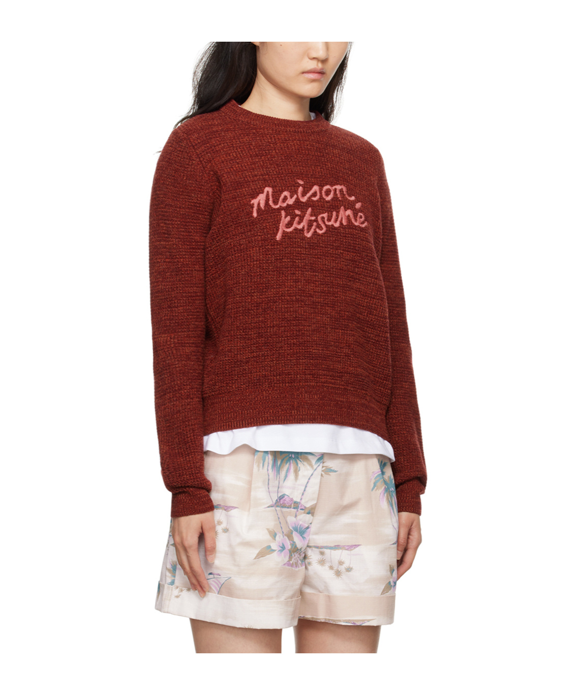 Maison Kitsuné Rib Knitted Sweater In Red