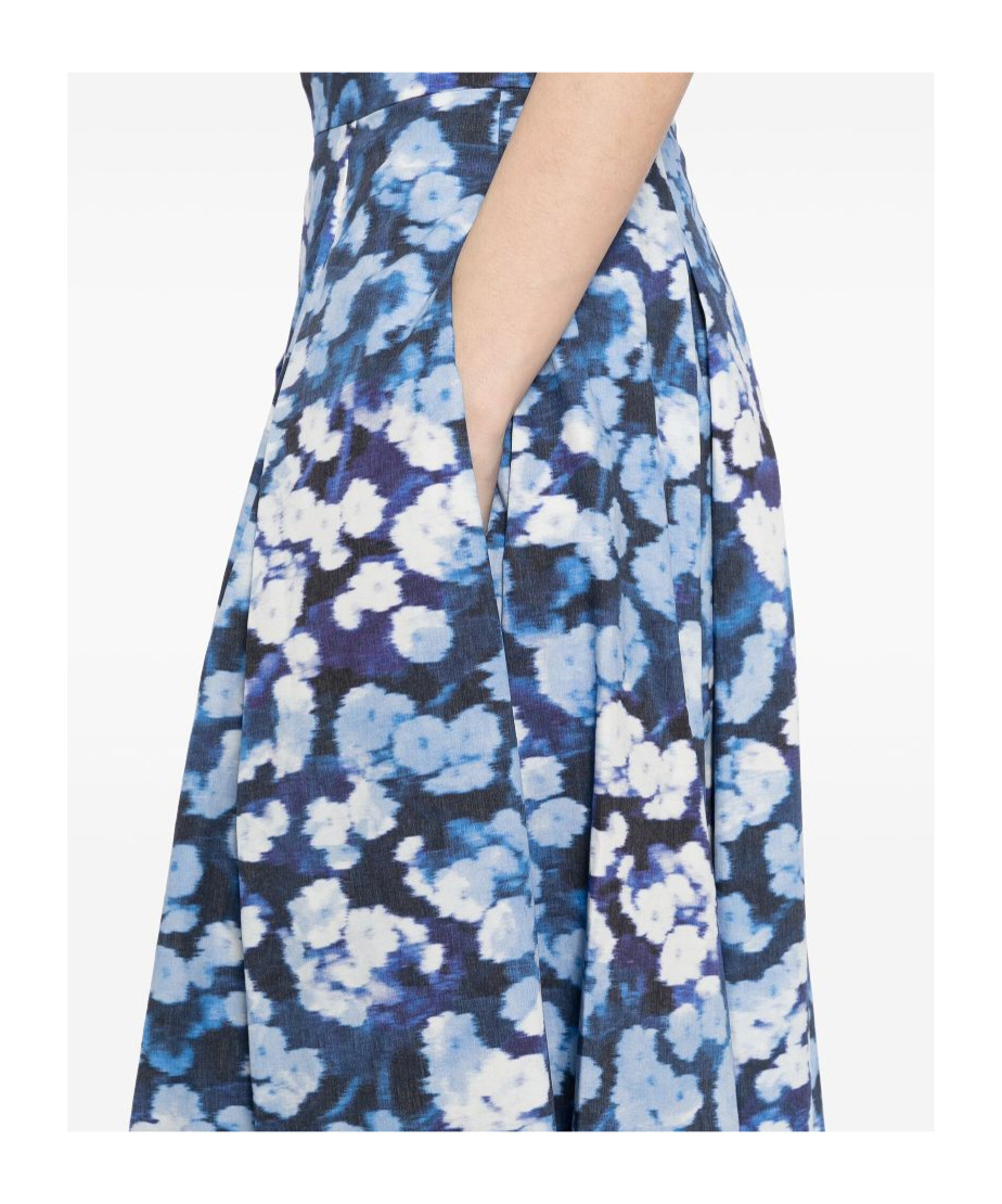 Shop Erdem Pattern Skirt In Blue