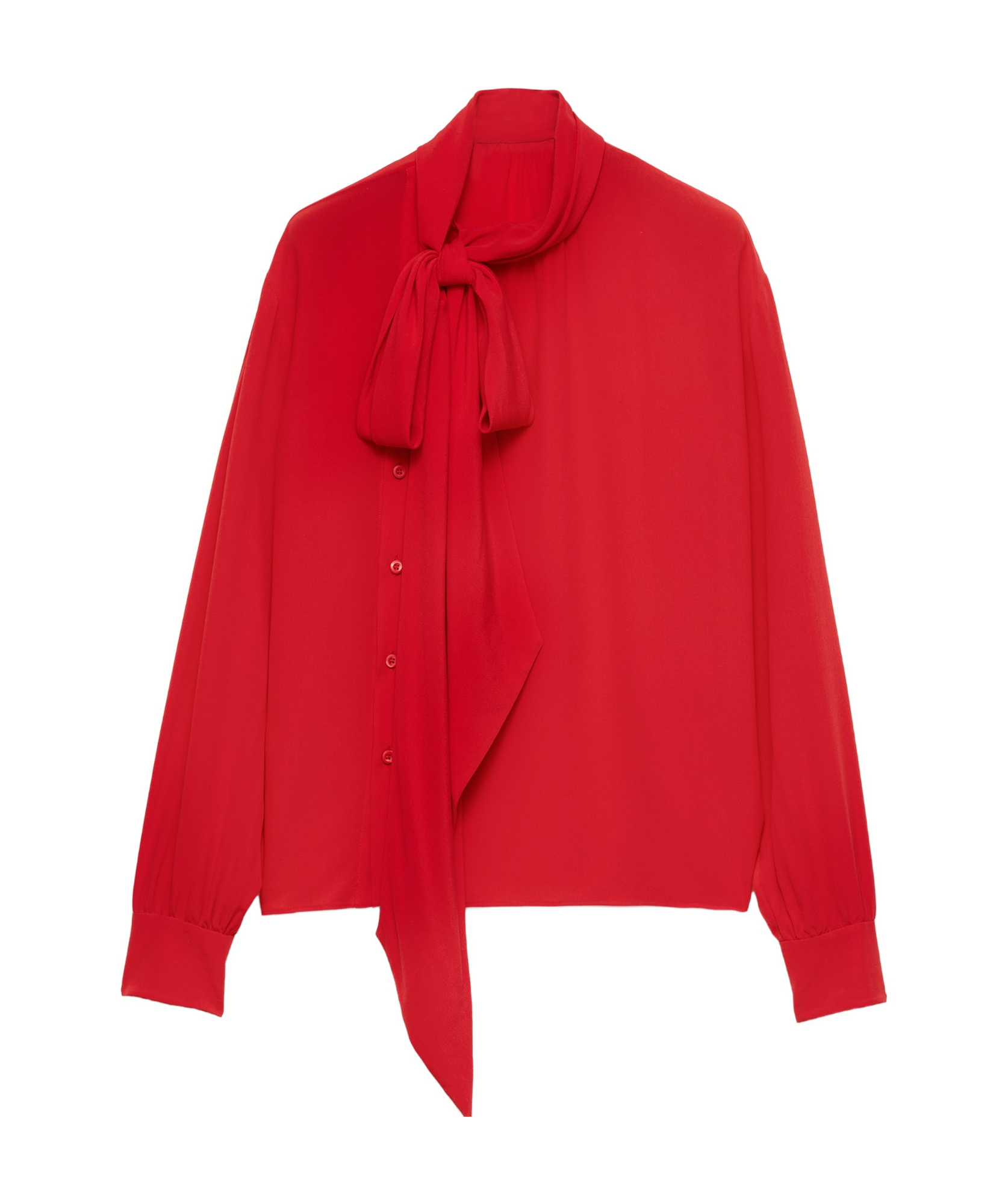 Prada Marocaine Offset Button Silk Top With Scarf In Red