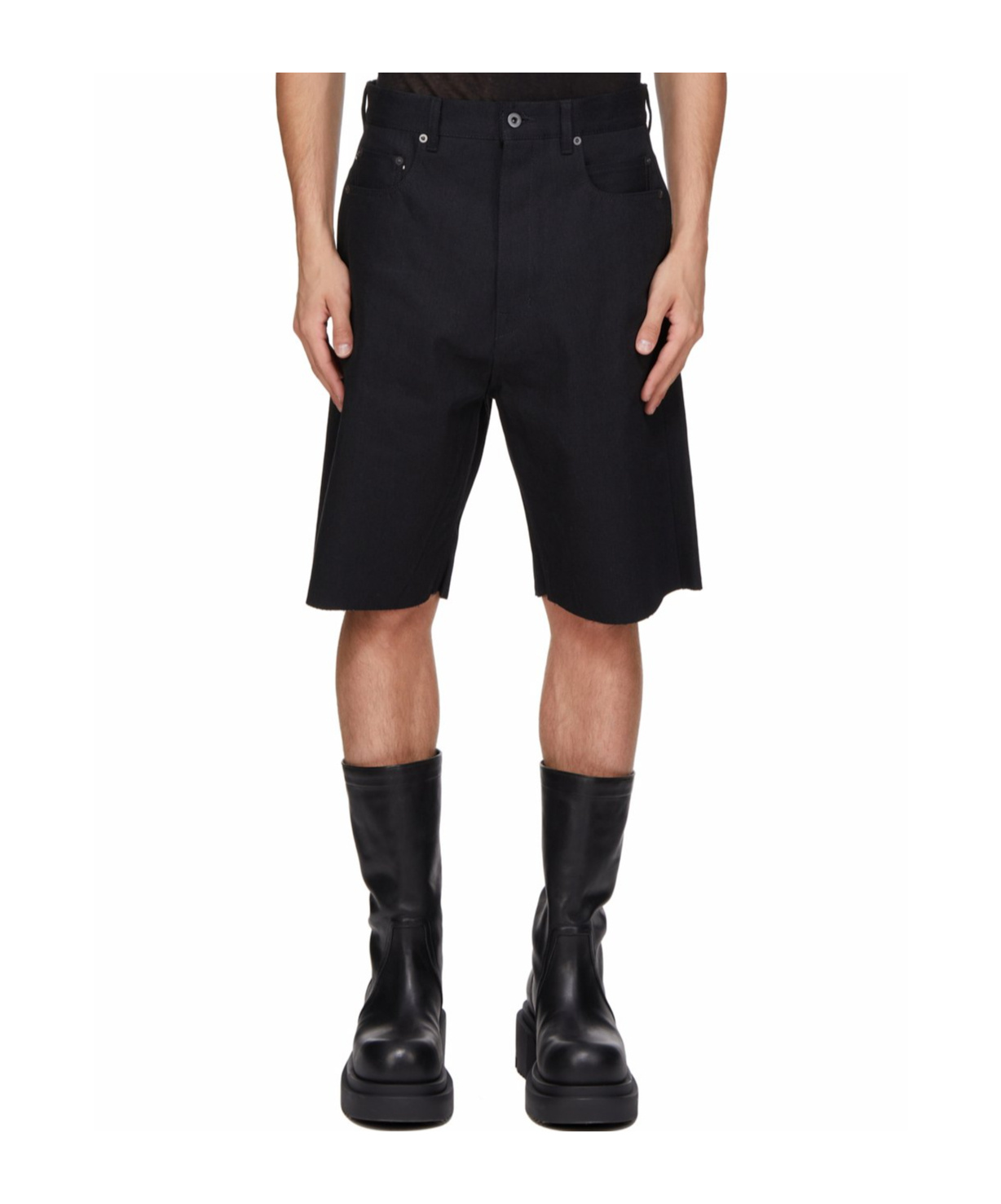 Rick Owens Drkshdw Black Hollywood Geth Cutoffs Denim Shorts In Black