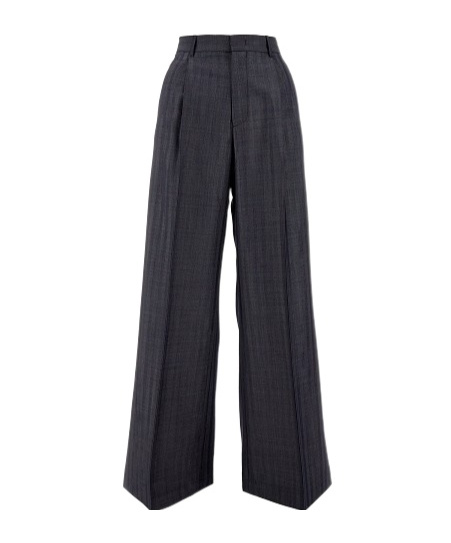 Etro Grey Wide Pants With Concealed Closure In Wool Blend Woman In Black
