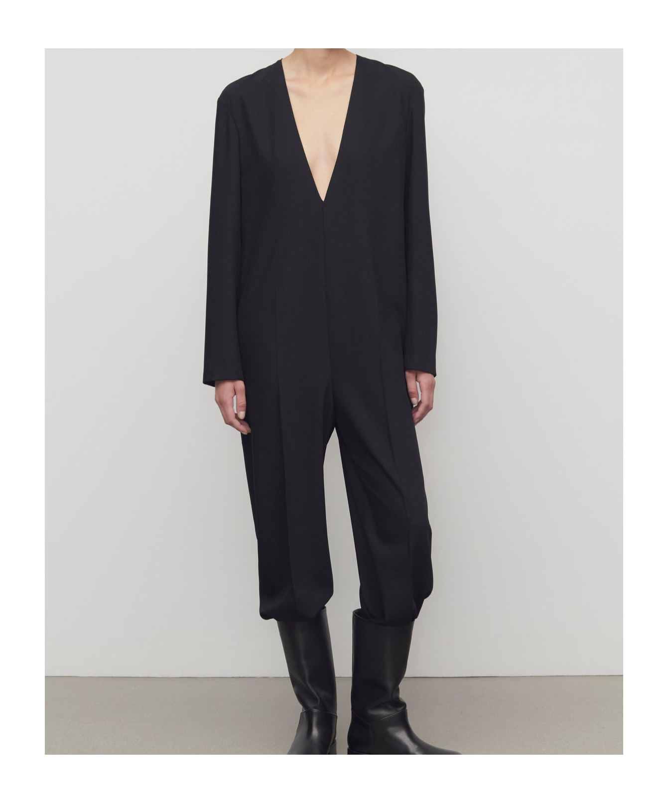 The Row Sylvana Jumpsuit In Virgin Wool In Black