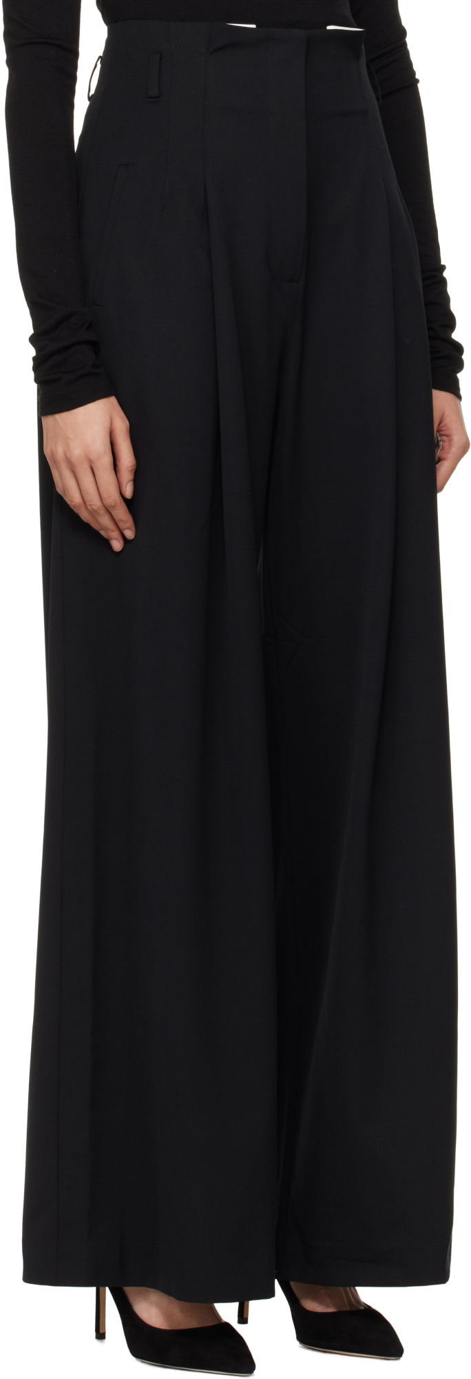 St Agni Tailored Linen Pants In Black