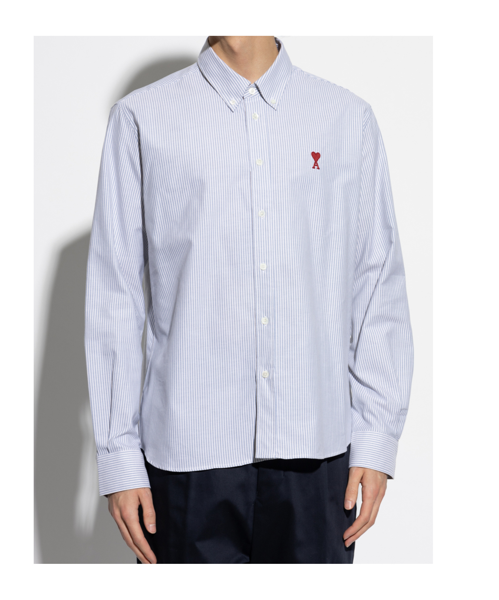 Ami Alexandre Mattiussi Ami Paris Ami De Coeur Buttoned Striped Shirt In White