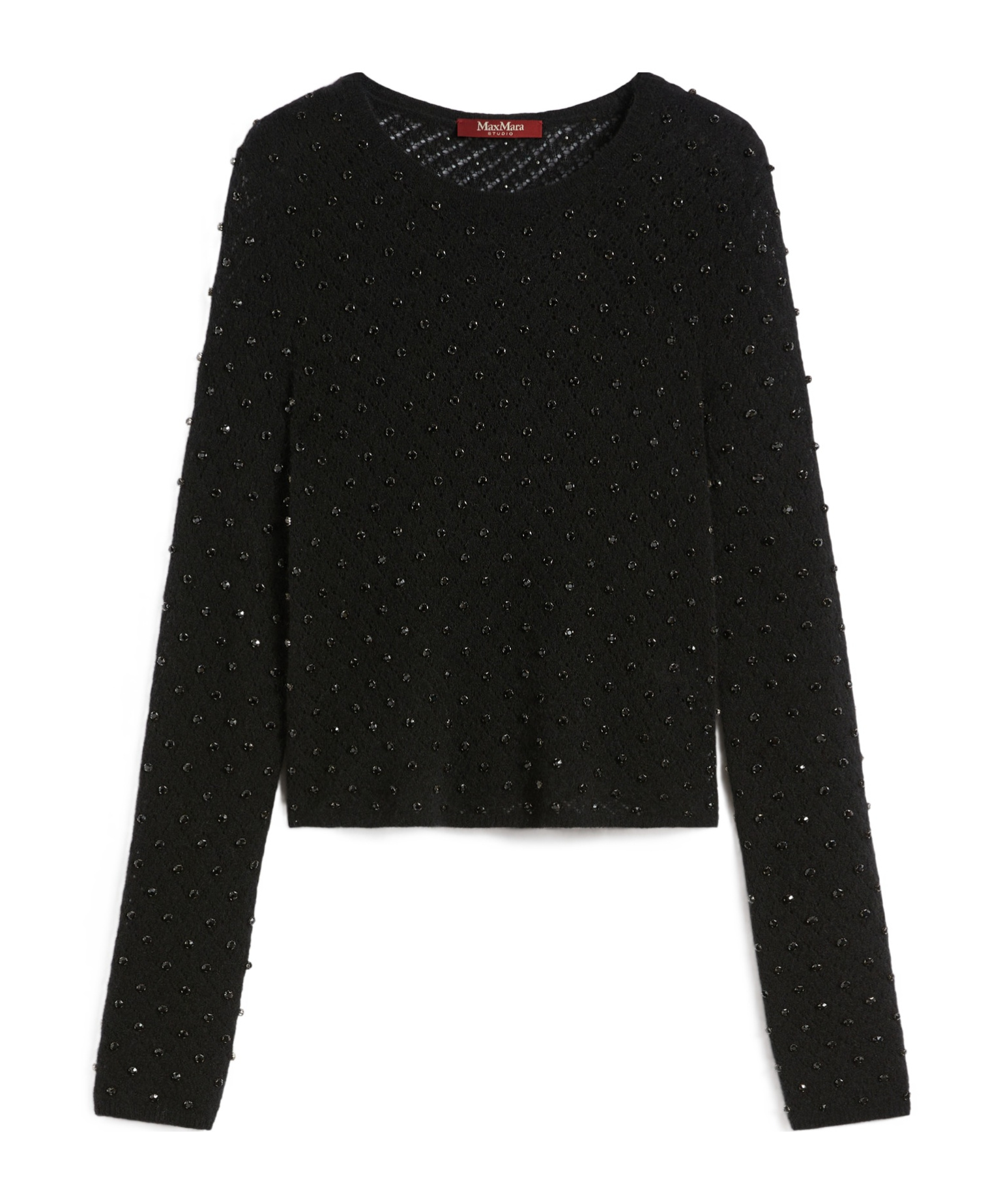 Max Mara Embroidered Wool And Mohair Yarn Sweater In Black