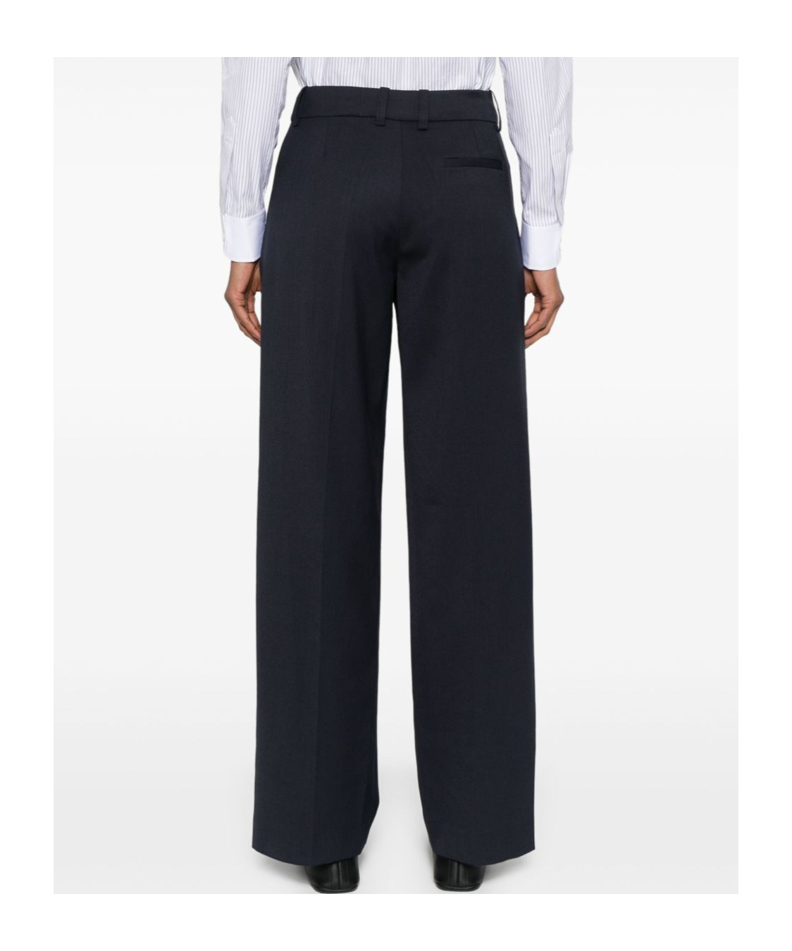 The Frankie Shop Wool Blend Wide Leg Trousers With Belt Loops In Blue