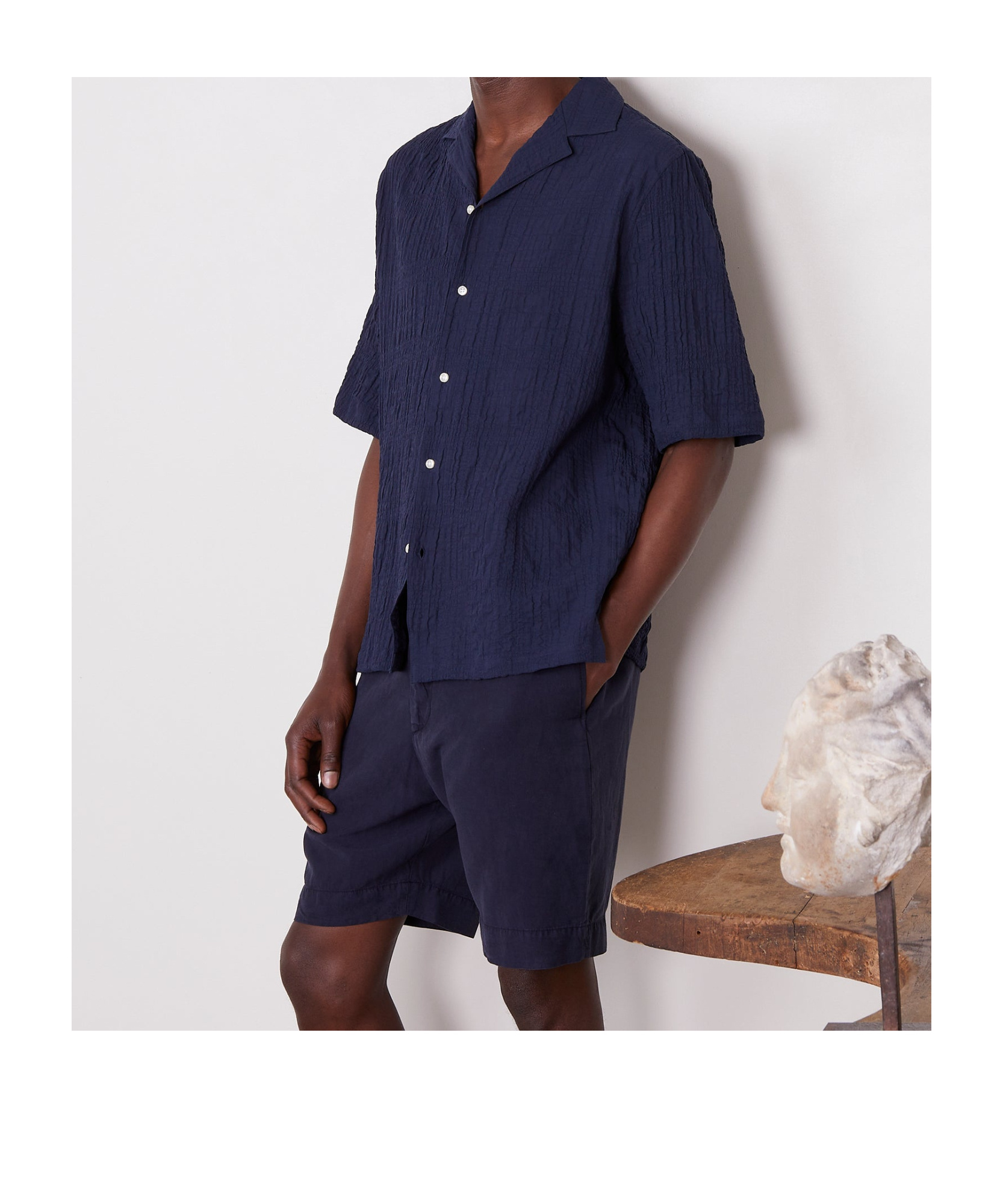Shop Officine Generale Cotton Shirt In Nightsky
