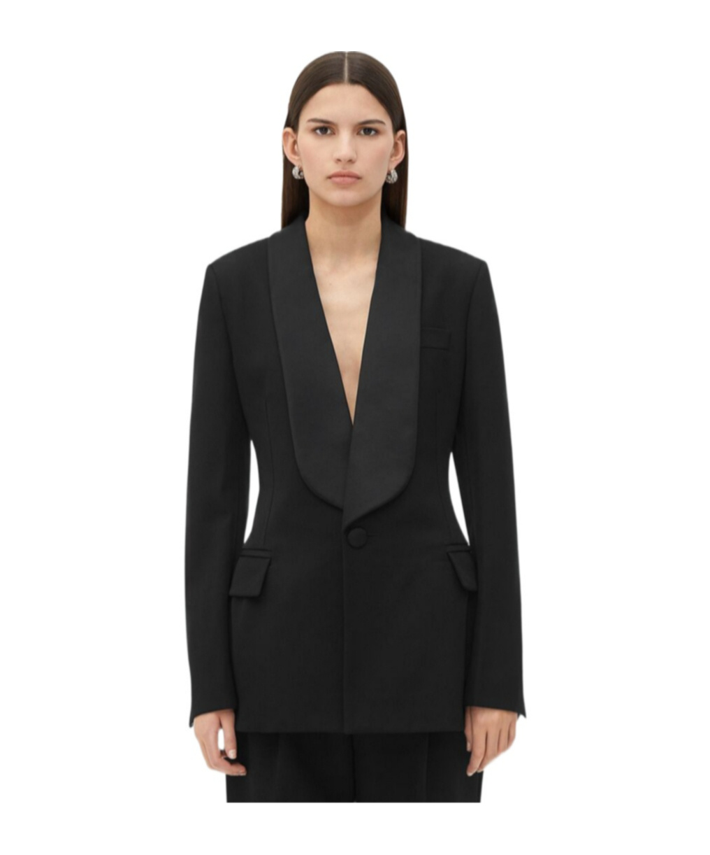 Shop Bottega Veneta Grain De Poudre Tuxedo Jacket In Black