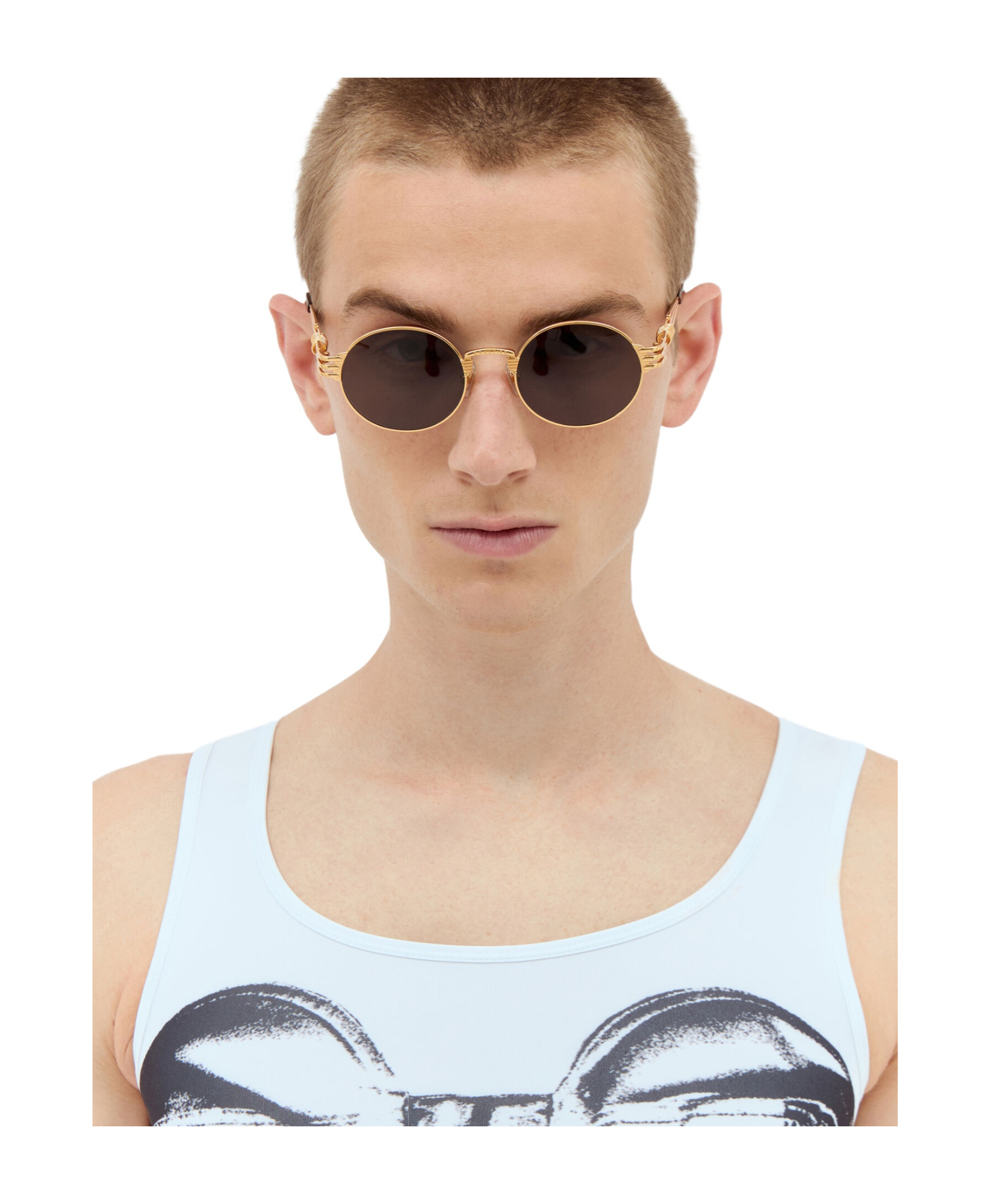 Jean Paul Gaultier X Karim Benzema Round-frame Sunglasses In Nude