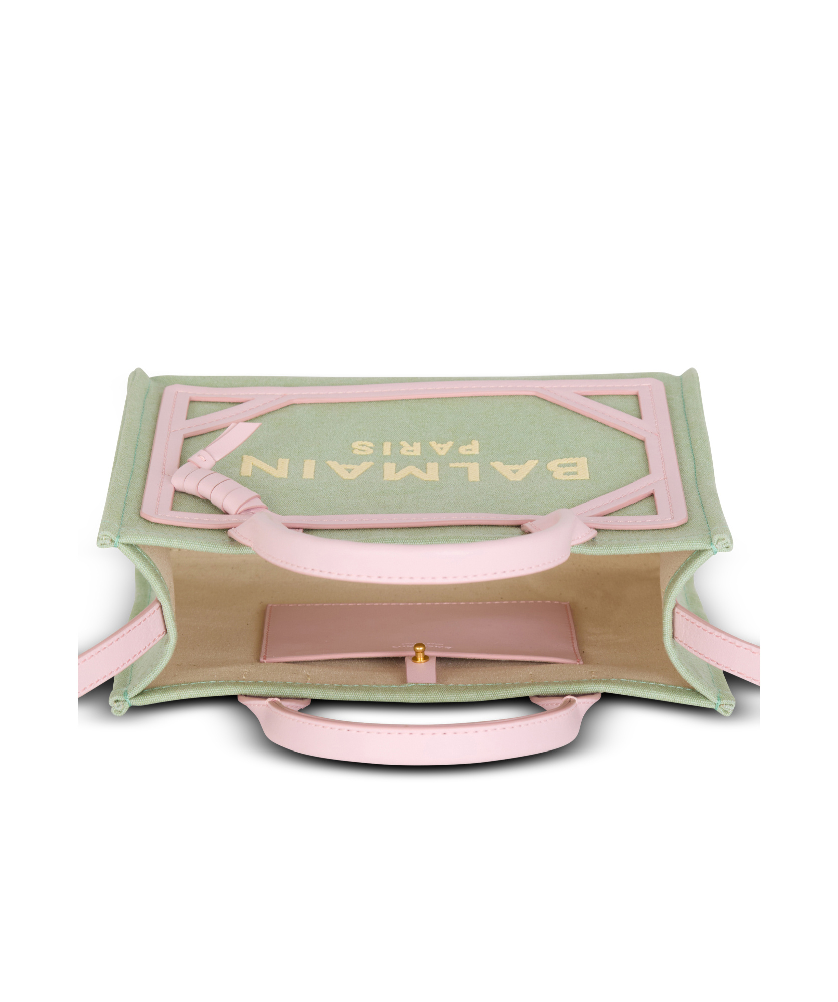 Balmain Small B-army Canvas Tote Bag In Green