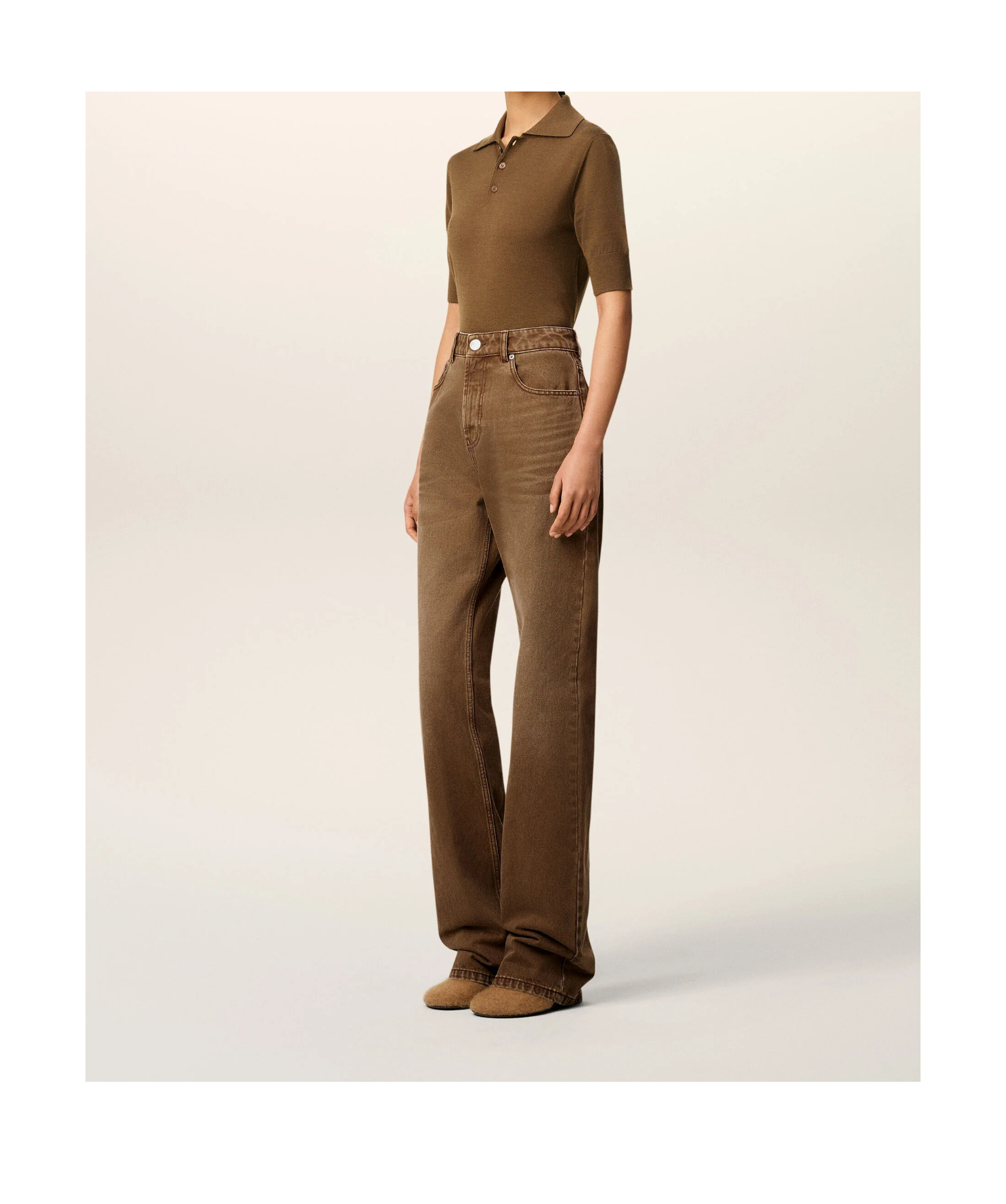 Ami Alexandre Mattiussi Brown Cotton Large Fit Jeans Brown In Brown
