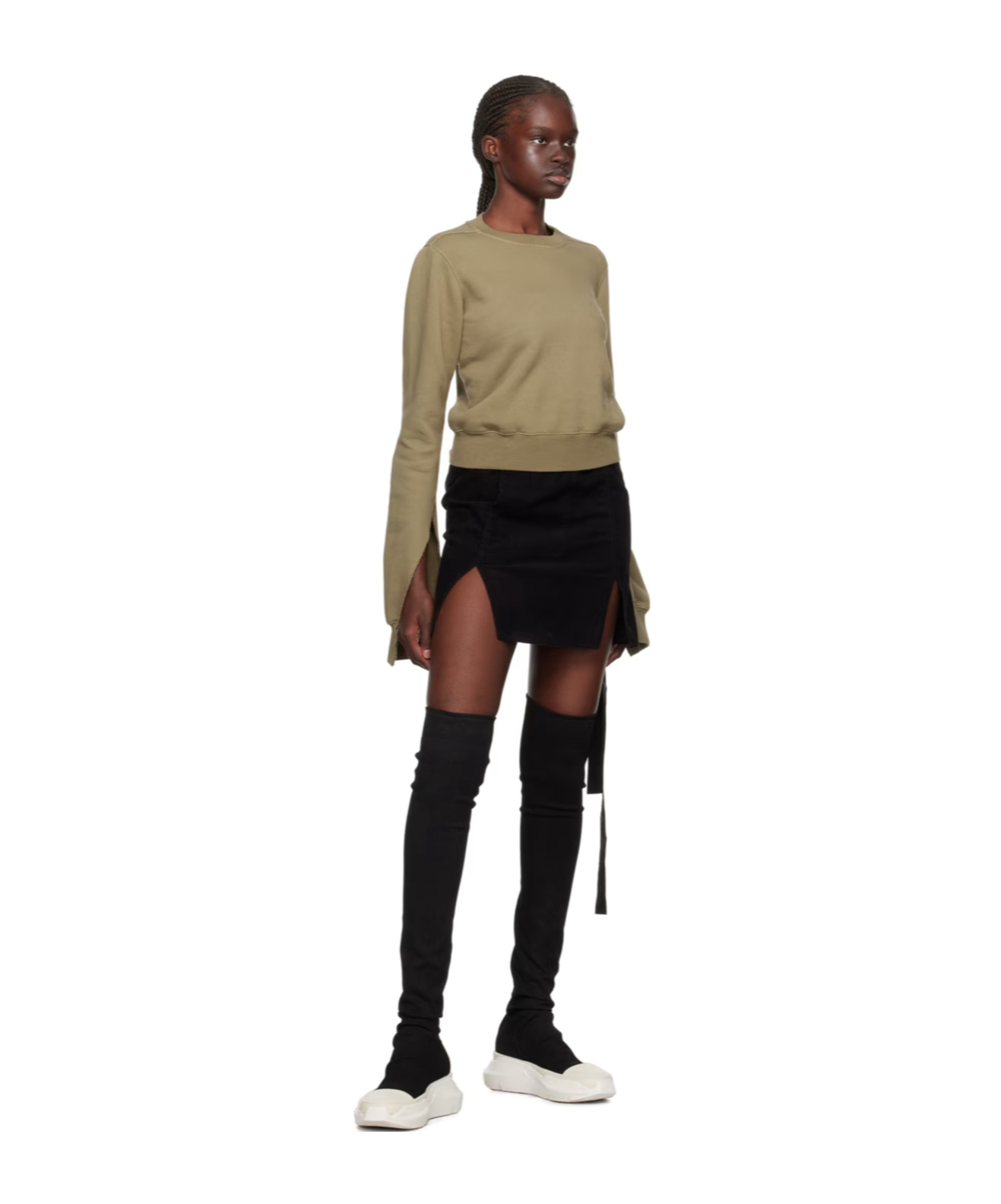Rick Owens Drkshdw Mid-rise Organic-cotton Skirt In Black