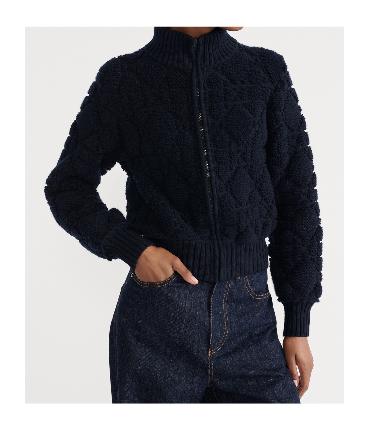 Dior Alps Macrocannage Zipped Cardigan In Blue
