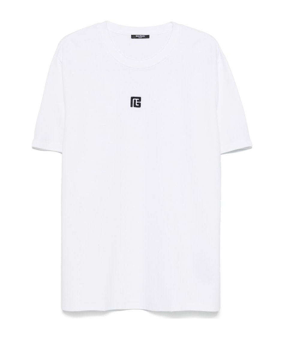 Balmain Logo Embroidered Crewneck T-shirt In White